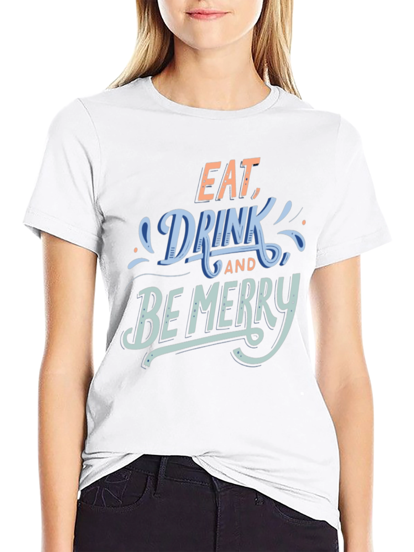 Camiseta Negra: Eat Drink and Be Merry