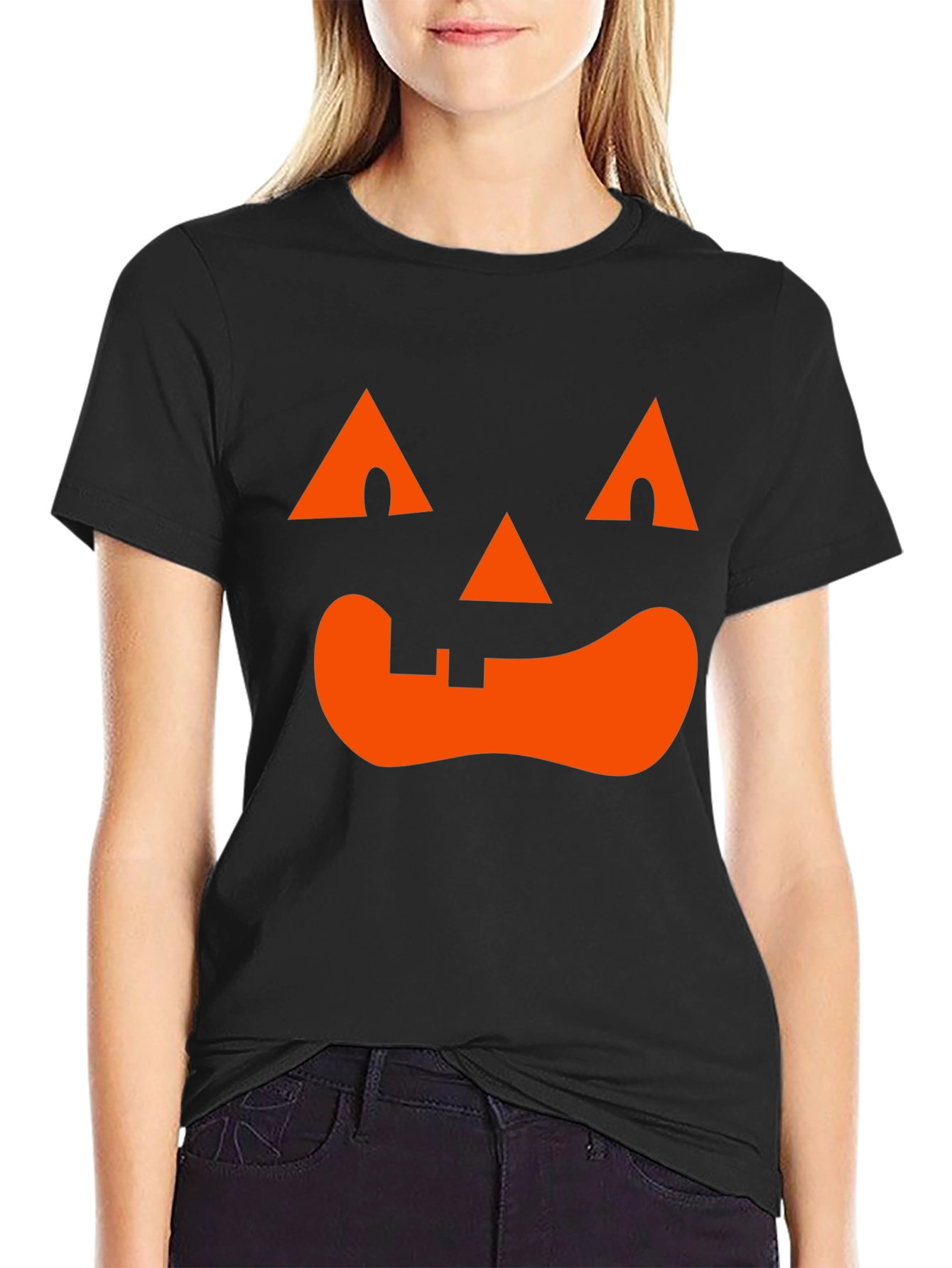 Camiseta Halloween Cara Calabaza Naranja