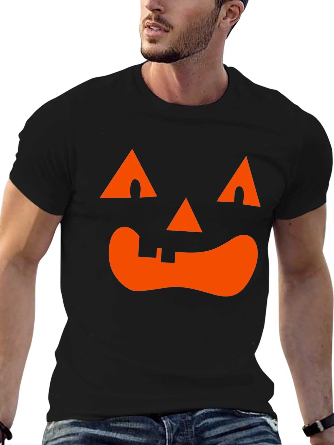 Camiseta Halloween Cara Calabaza Naranja