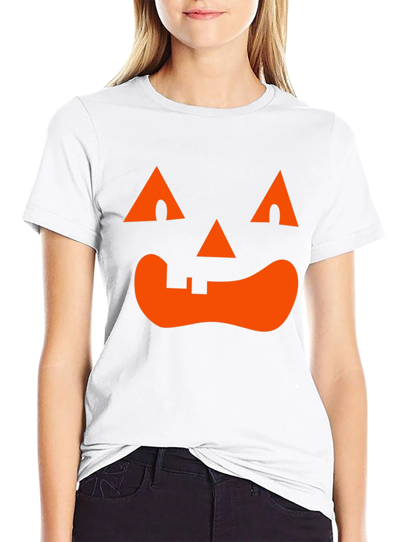 Camiseta Halloween Cara Calabaza Naranja