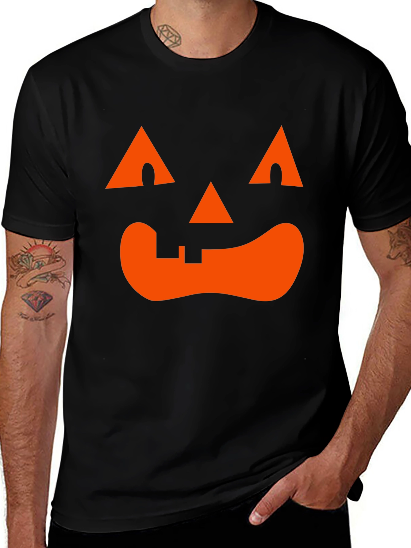 Camiseta Halloween Cara Calabaza Naranja