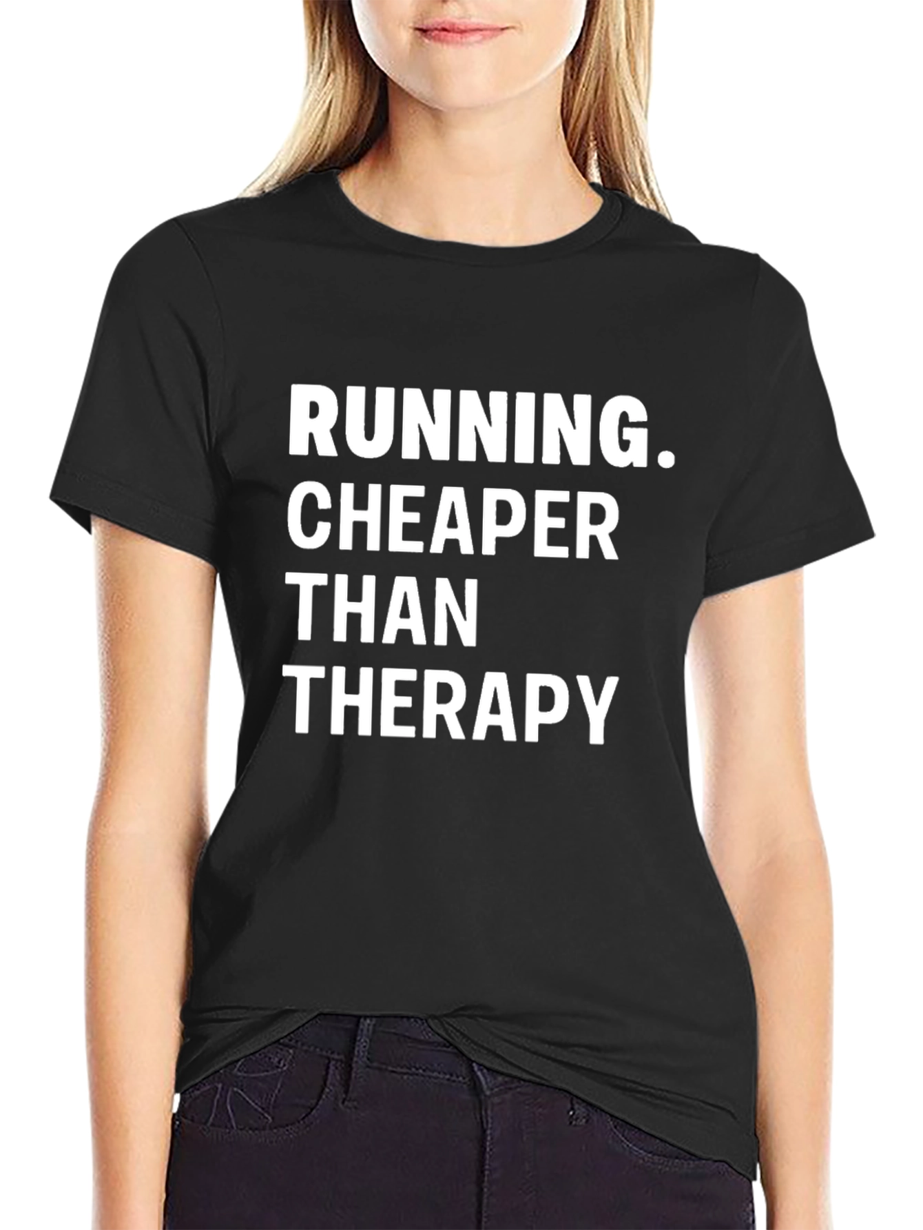 Camiseta Negra: Running Cheaper Than Therapy