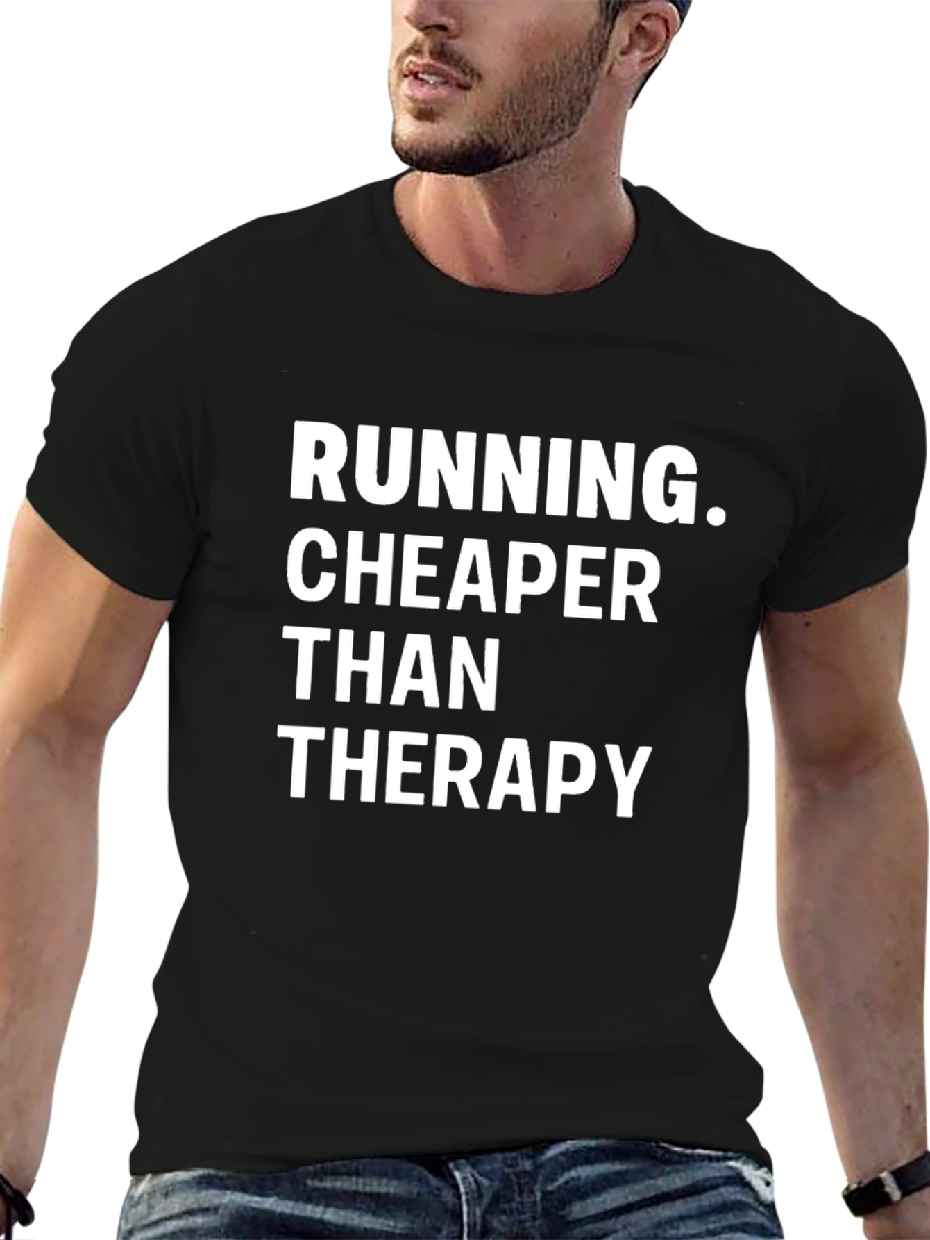 Camiseta Negra: Running Cheaper Than Therapy