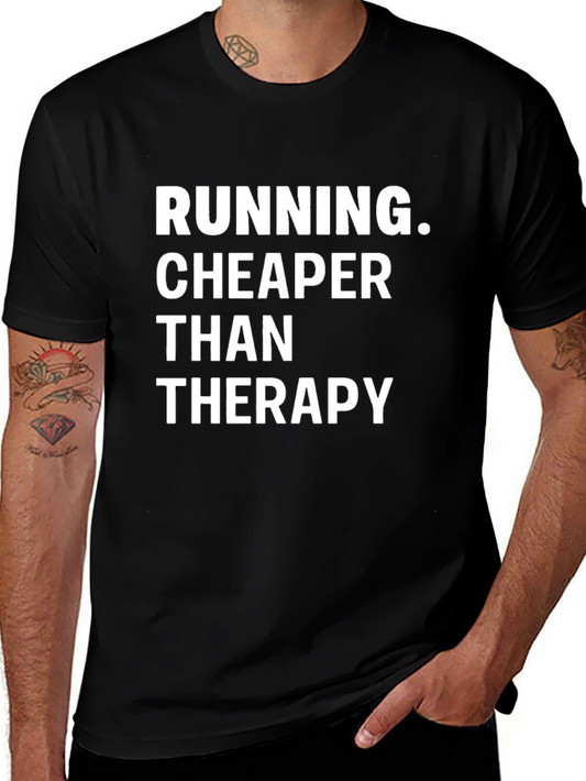 Camiseta Negra: Running Cheaper Than Therapy