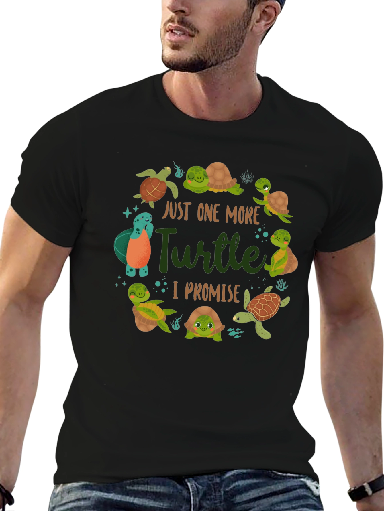 Camiseta Negra con Diseño de Tortugas