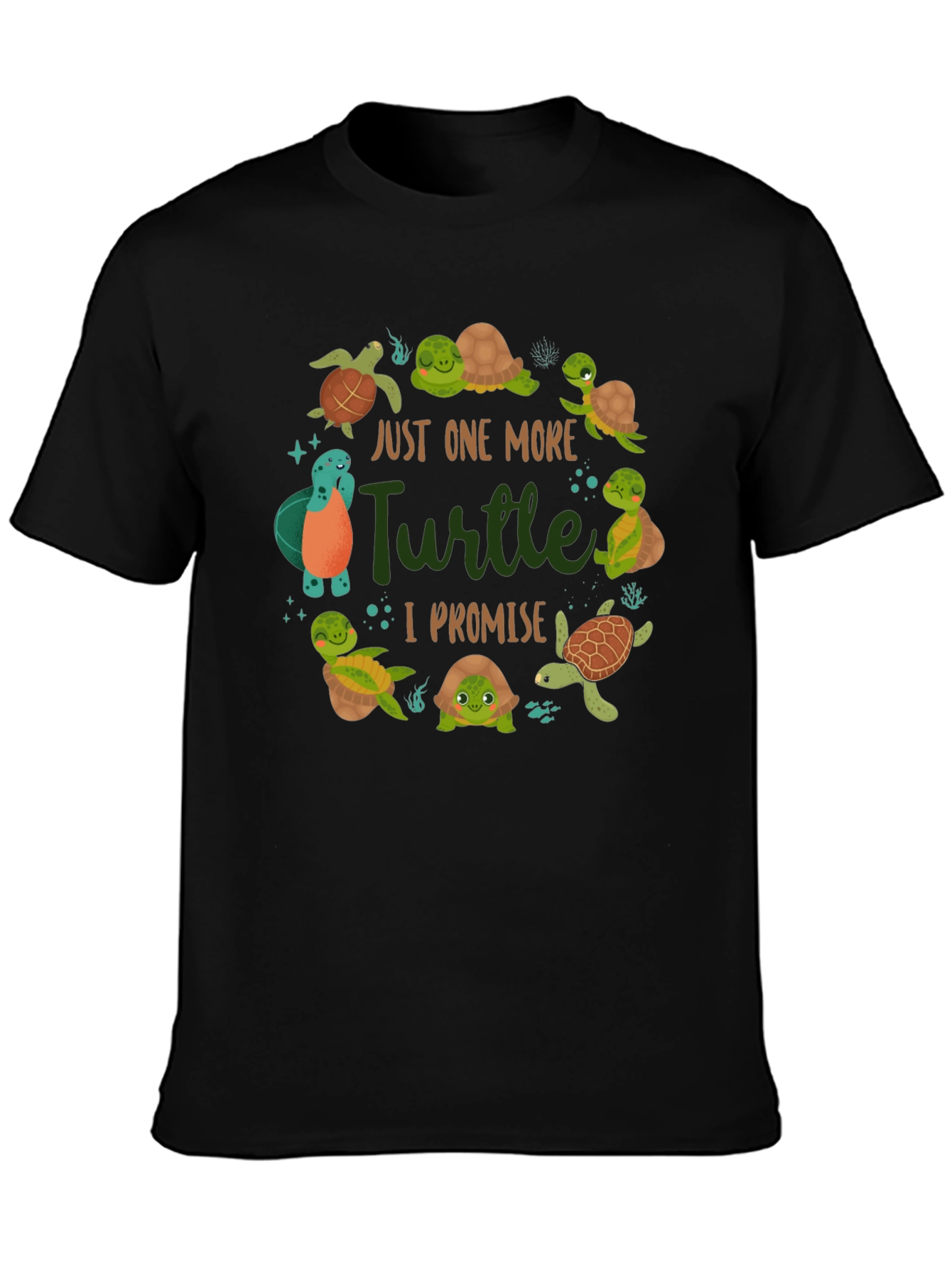 Camiseta Negra con Diseño de Tortugas