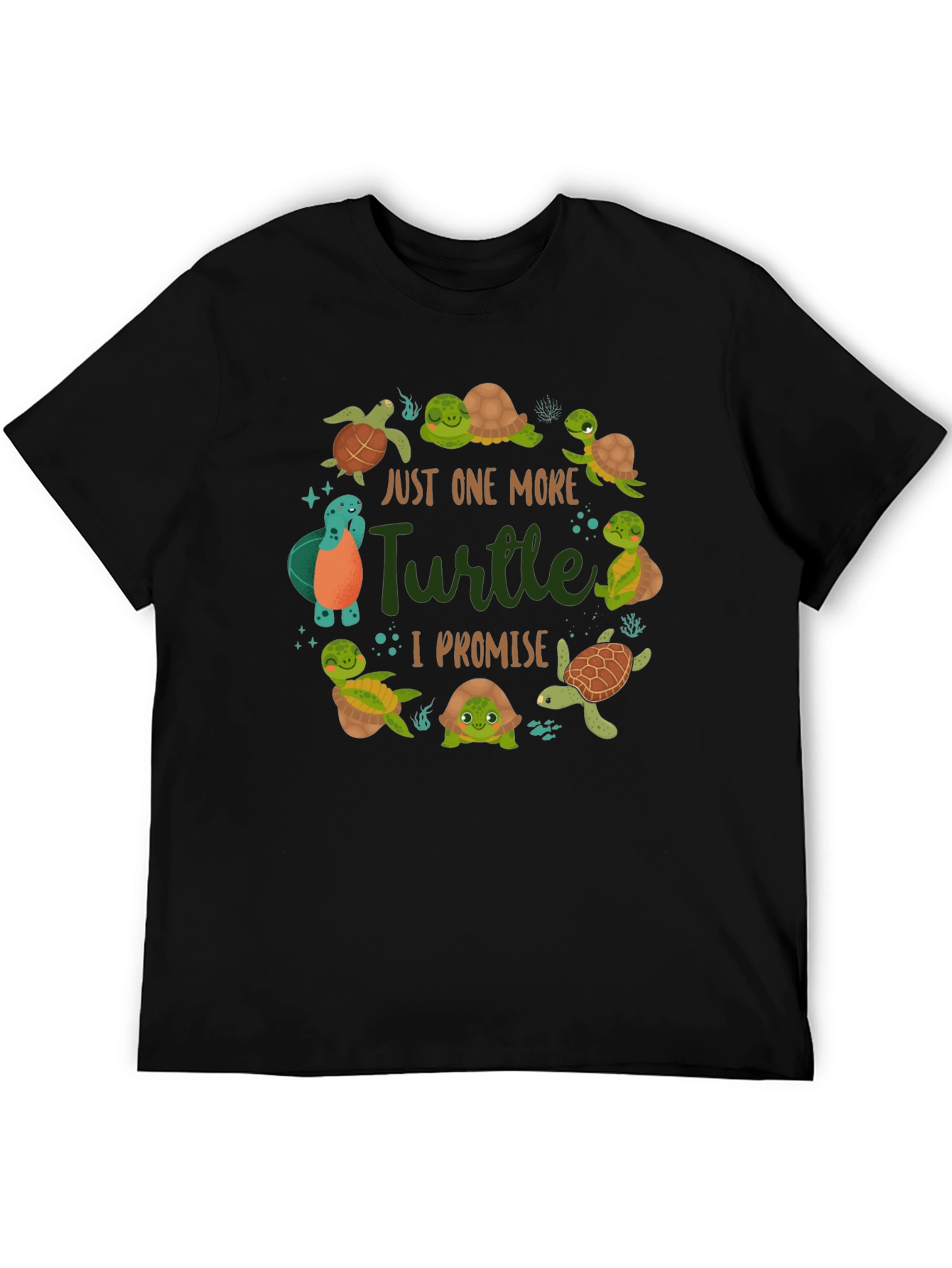 Camiseta Negra con Diseño de Tortugas