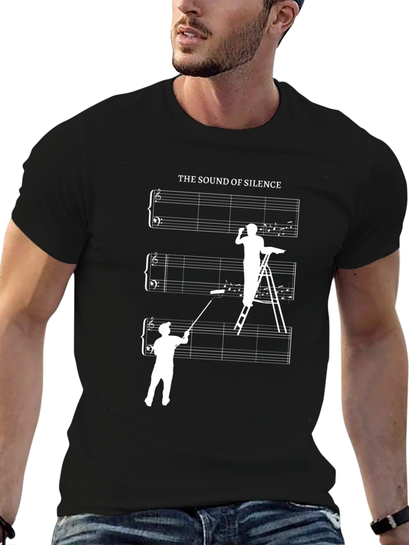 Camiseta Negra The Sound of Silence para Músicos