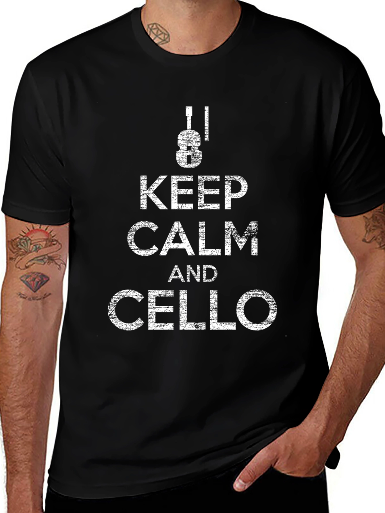 Camiseta Negra Keep Calm and Cello