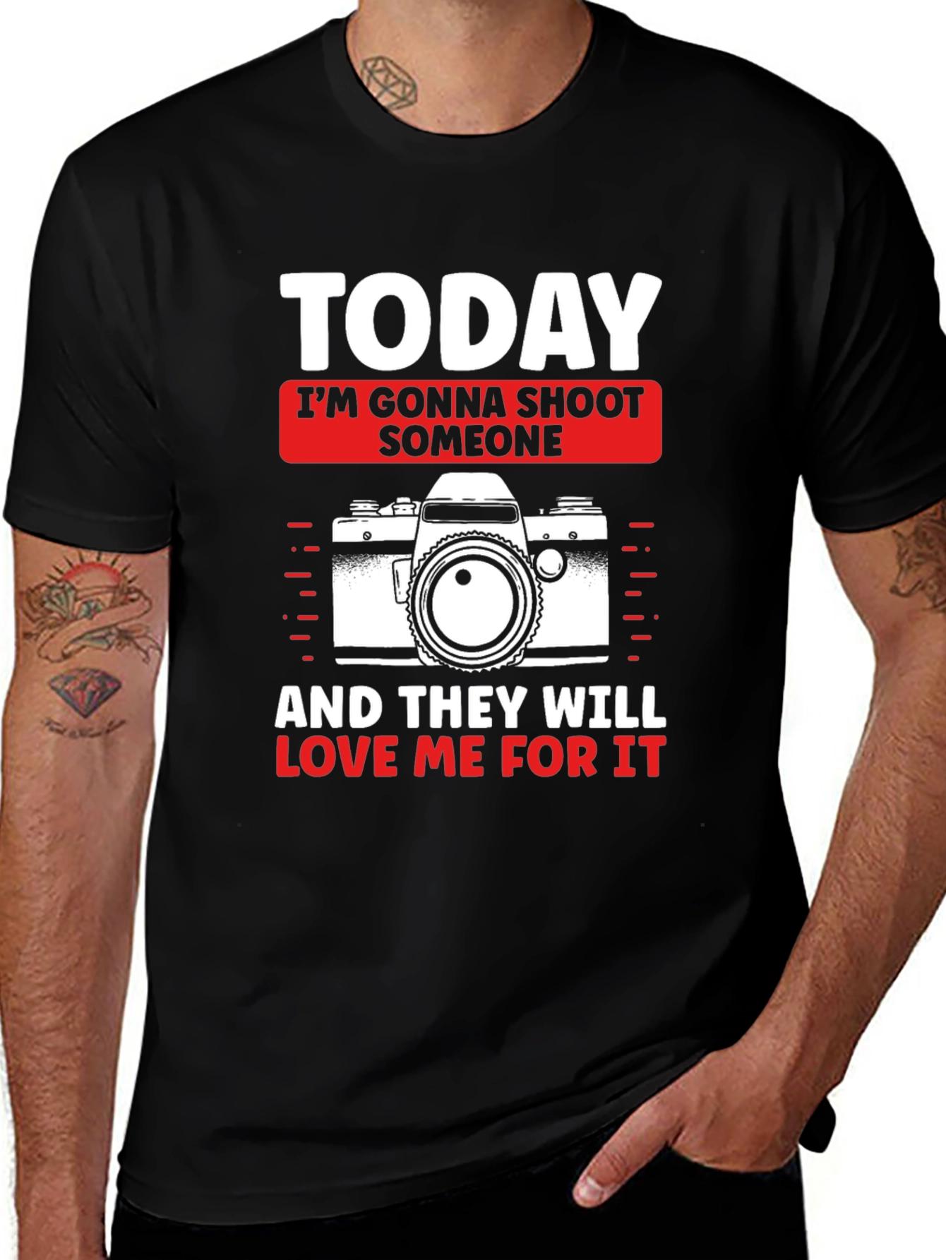 Camiseta Negra con Diseño de Fotografía