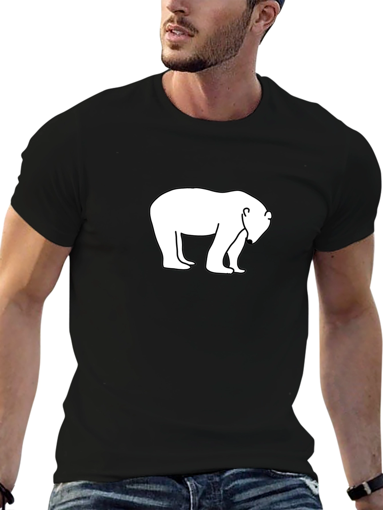 Camiseta Negra Oso Polar - Diseño Casual y Cómoda
