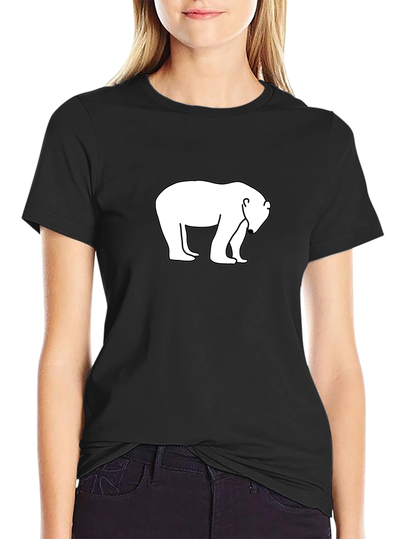 Camiseta Negra Oso Polar - Diseño Casual y Cómoda