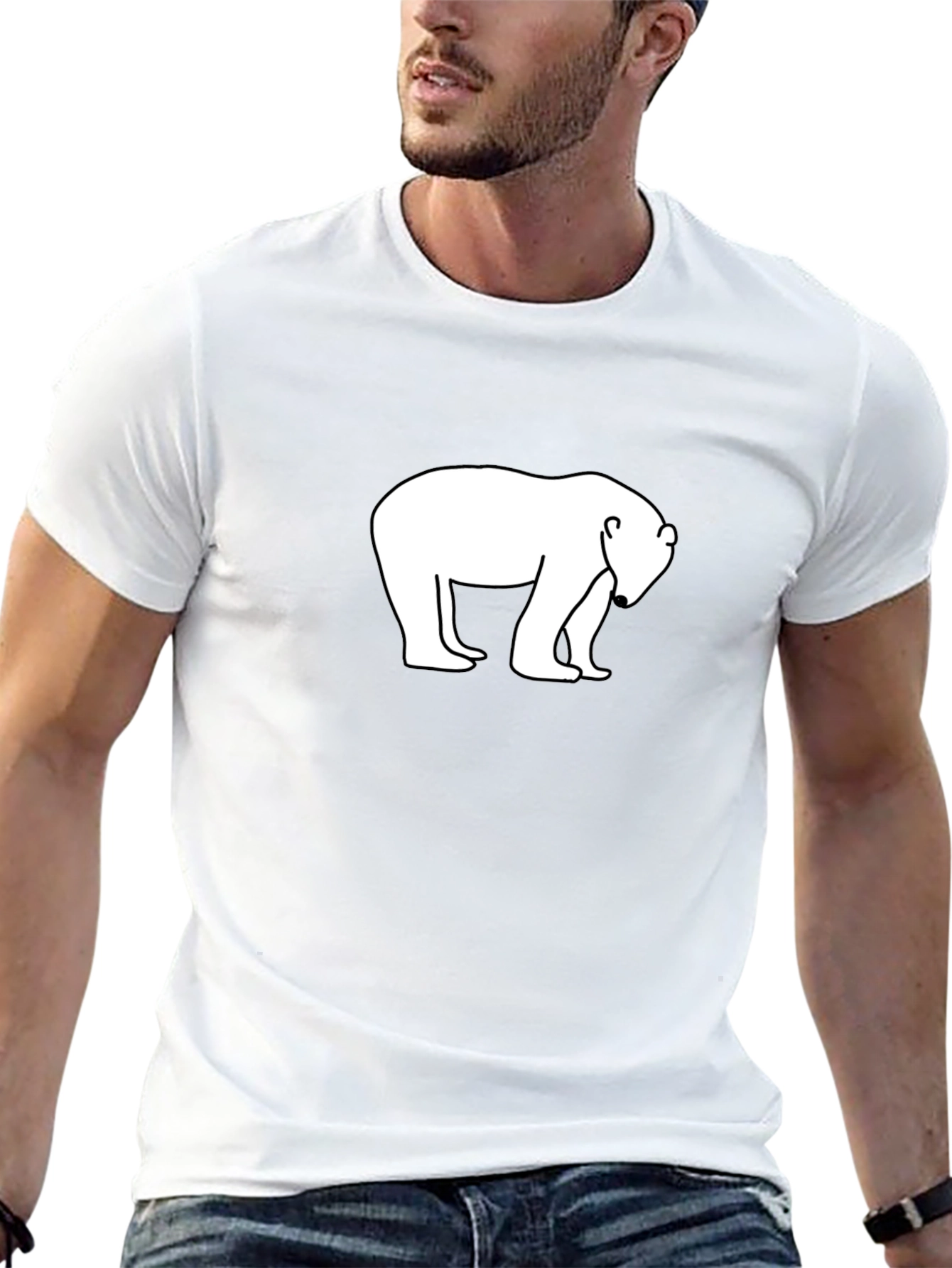 Camiseta Negra Oso Polar - Diseño Casual y Cómoda