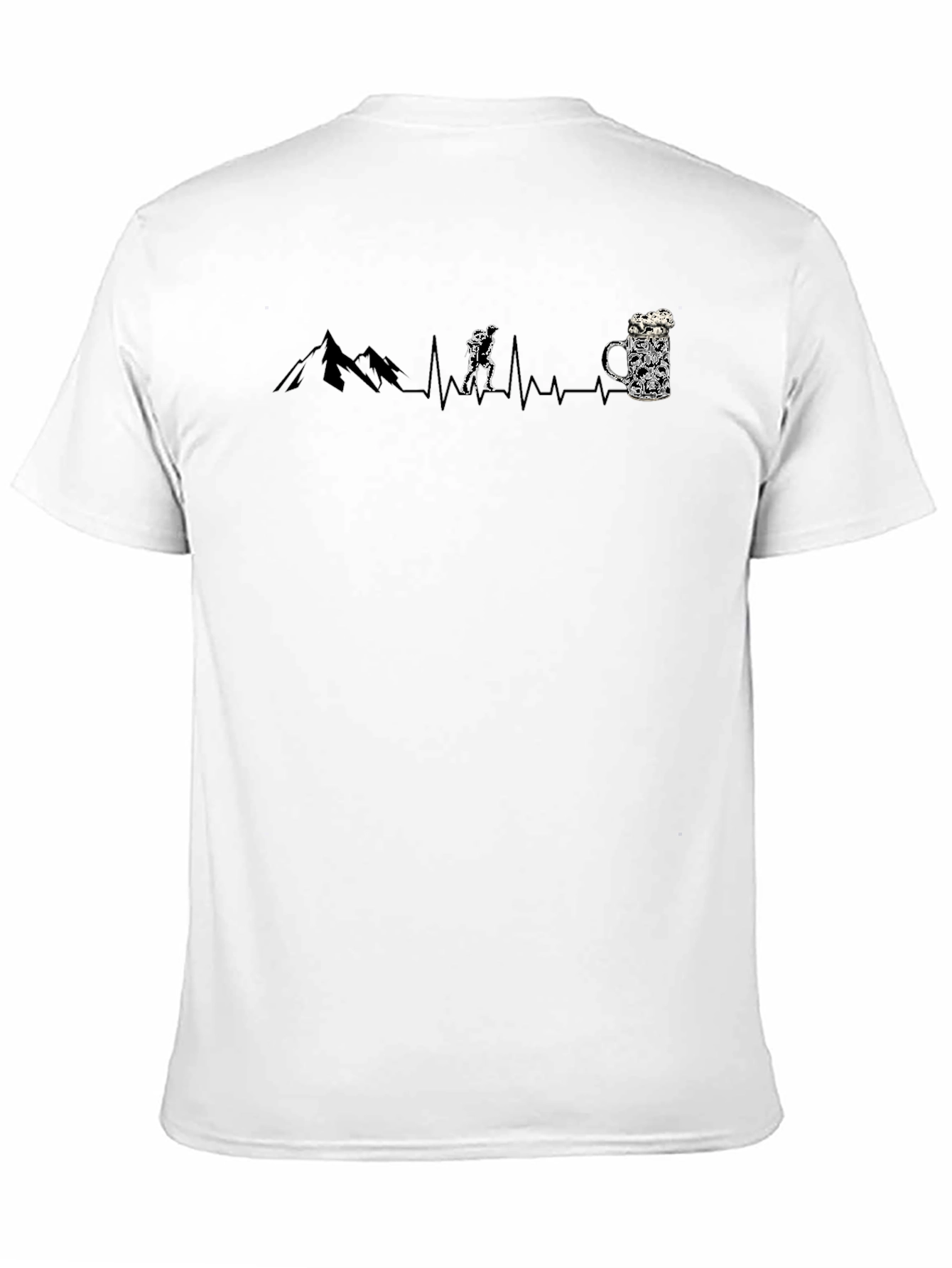 Camiseta Negra: Montaña Senderismo y Cerveza