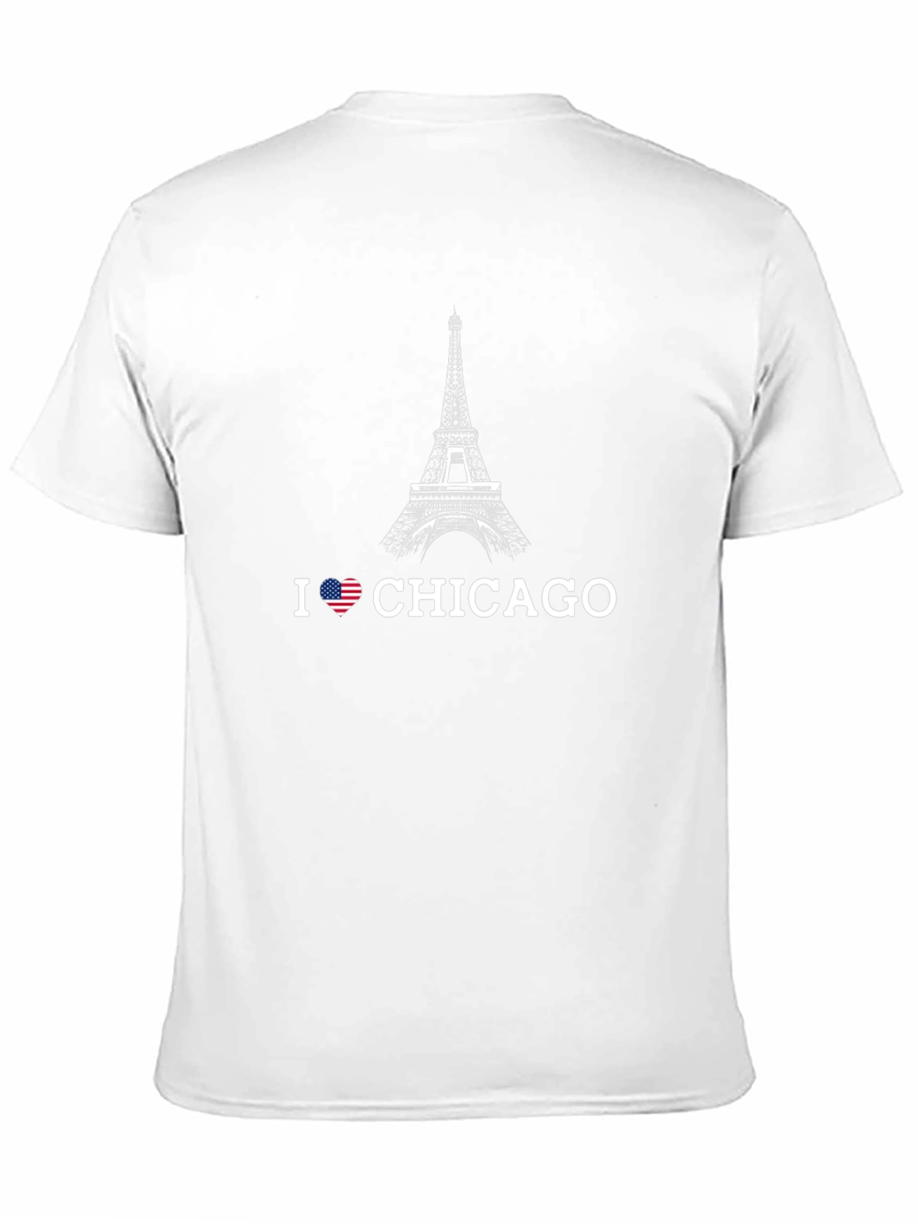 Camiseta Negra Hombre Amo Chicago Diseño Torre Eiffel