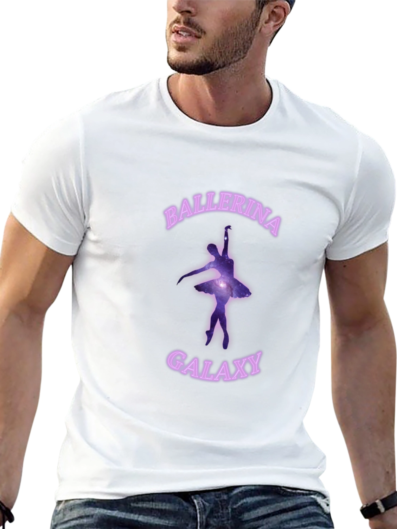 Camiseta Negra con Diseño de Bailarina Galaxy