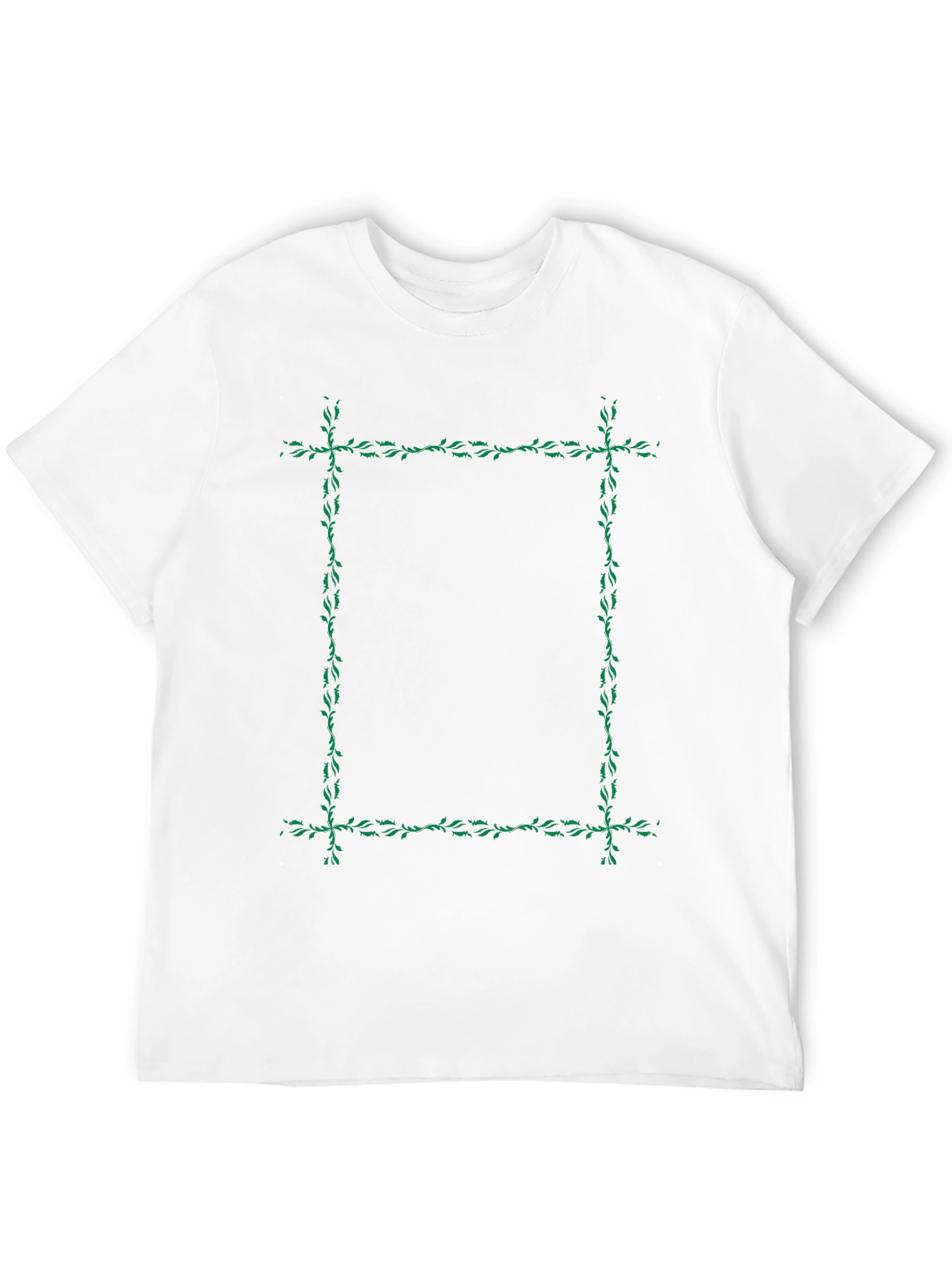 Camiseta Negra con Marco de Hojas