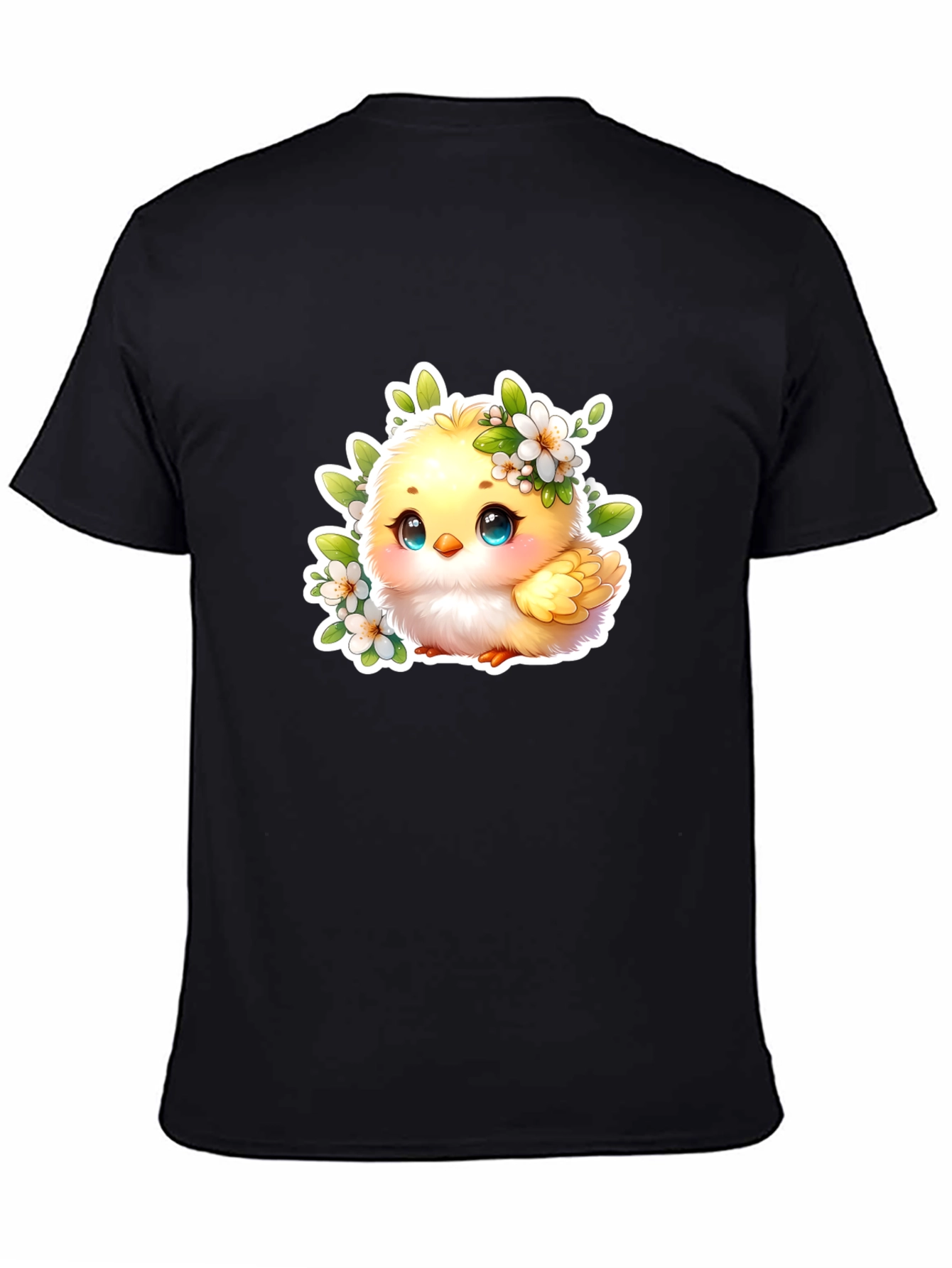 Camiseta Negra con Diseño de Pollito Adorable