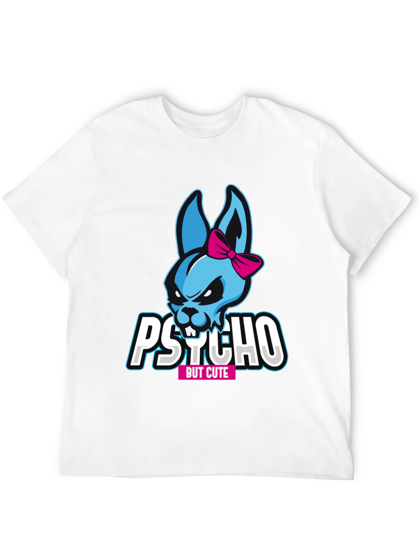Camiseta Negra Psycho But Cute con Conejo