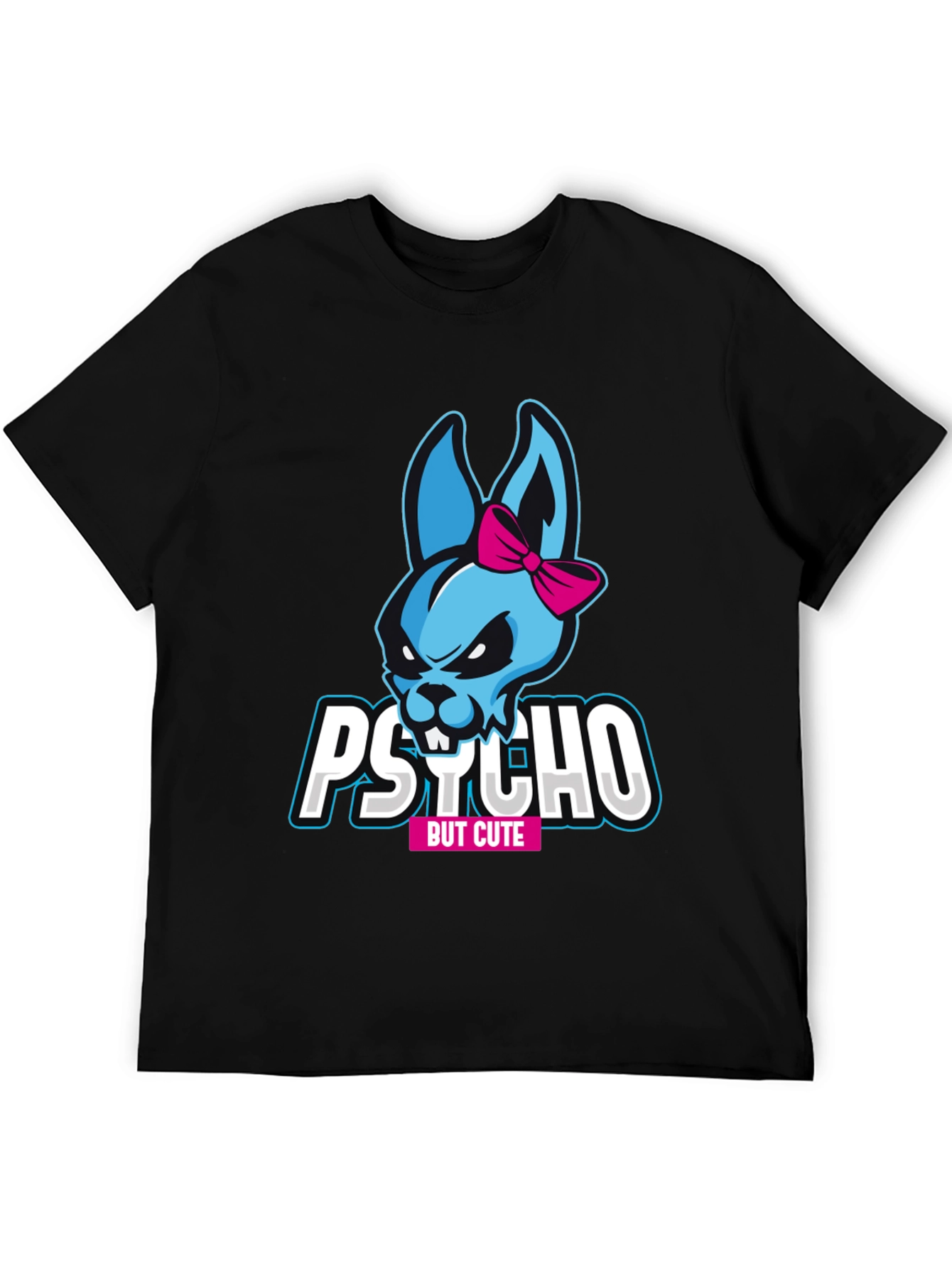 Camiseta Negra Psycho But Cute con Conejo