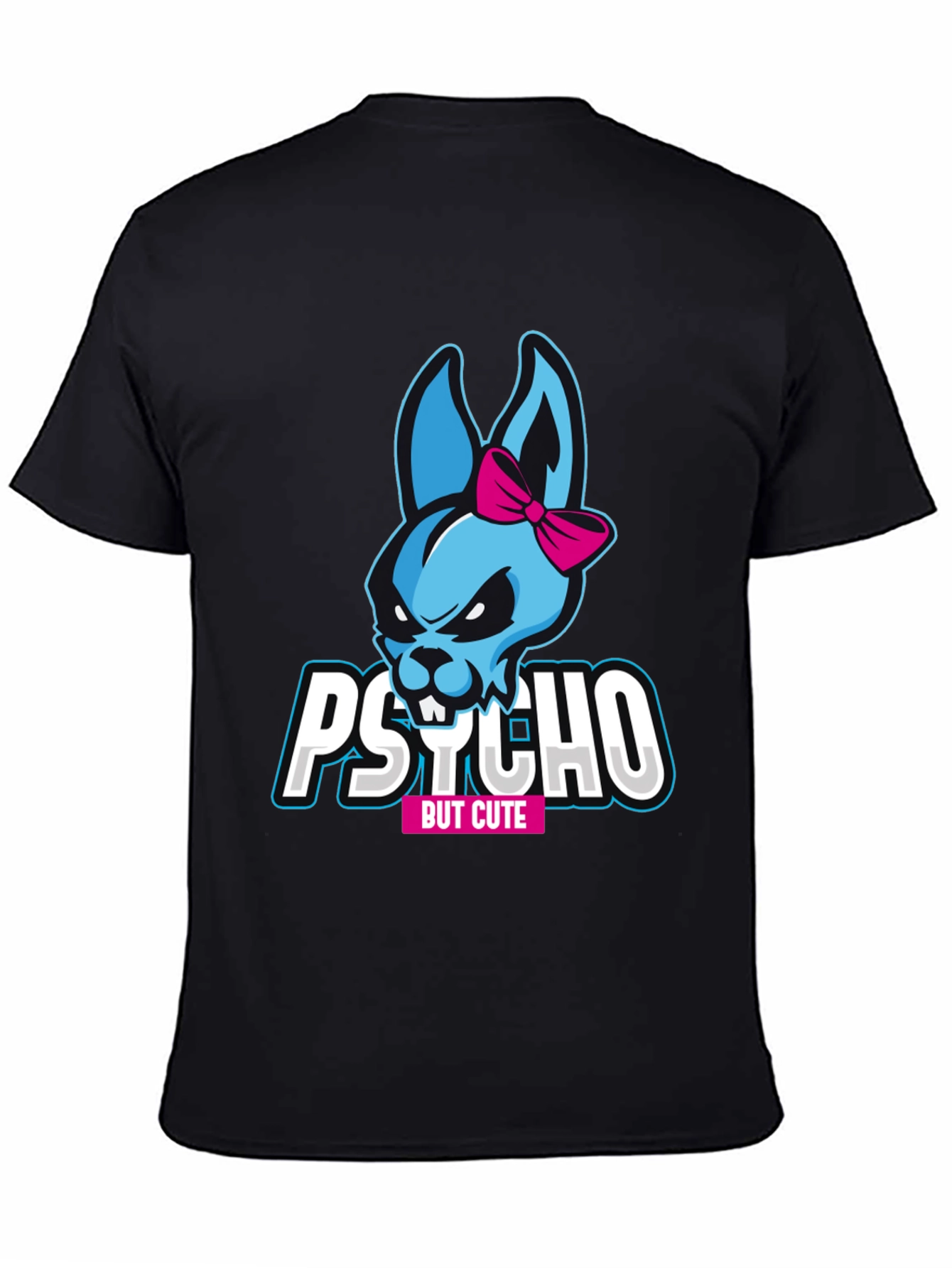 Camiseta Negra Psycho But Cute con Conejo
