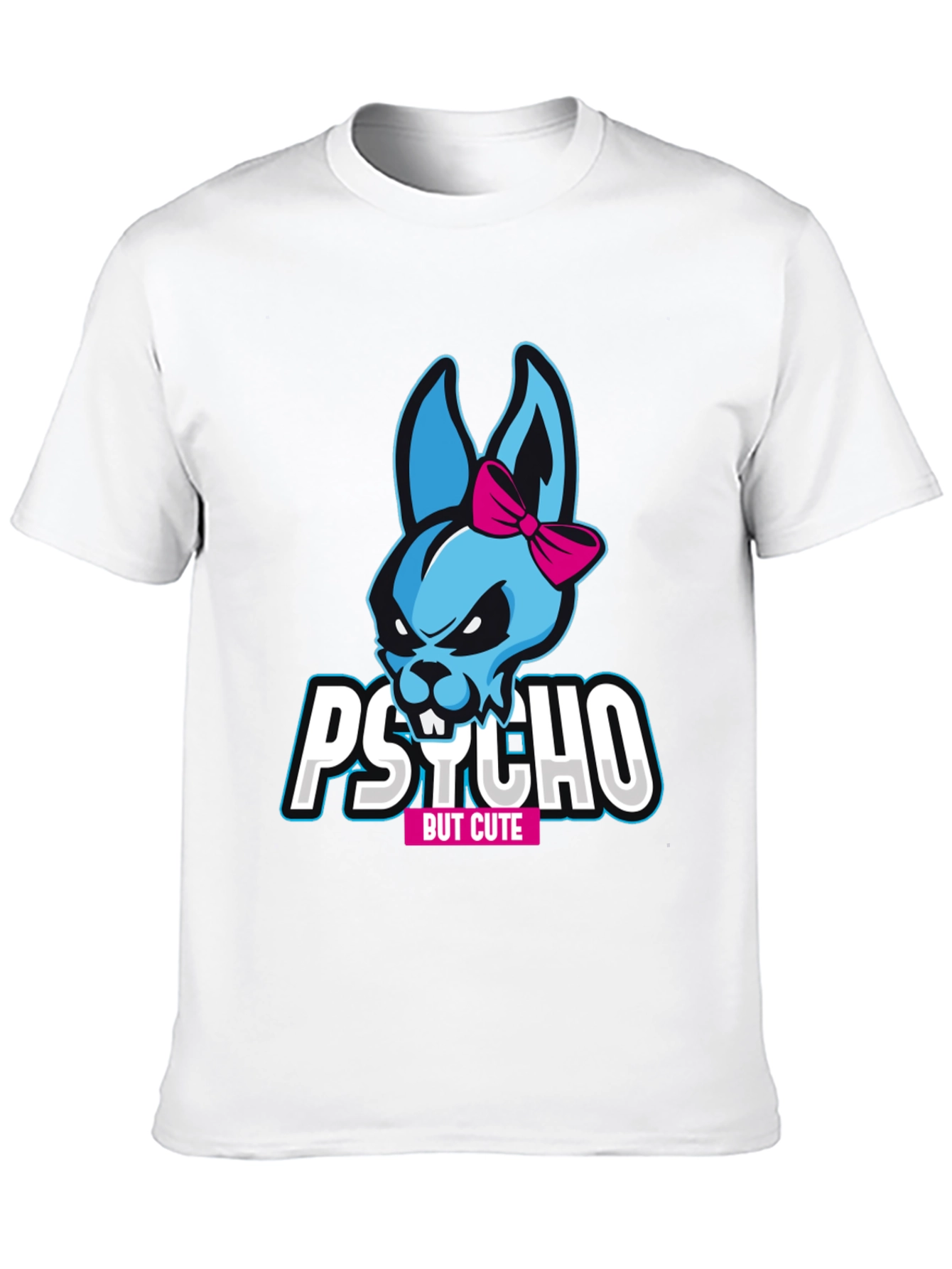 Camiseta Negra Psycho But Cute con Conejo