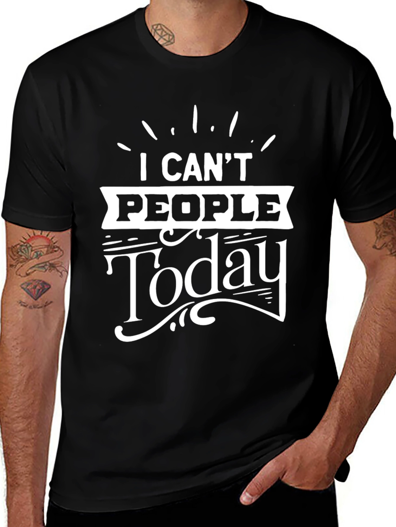 Camiseta Negra con Diseño I Cant People Today