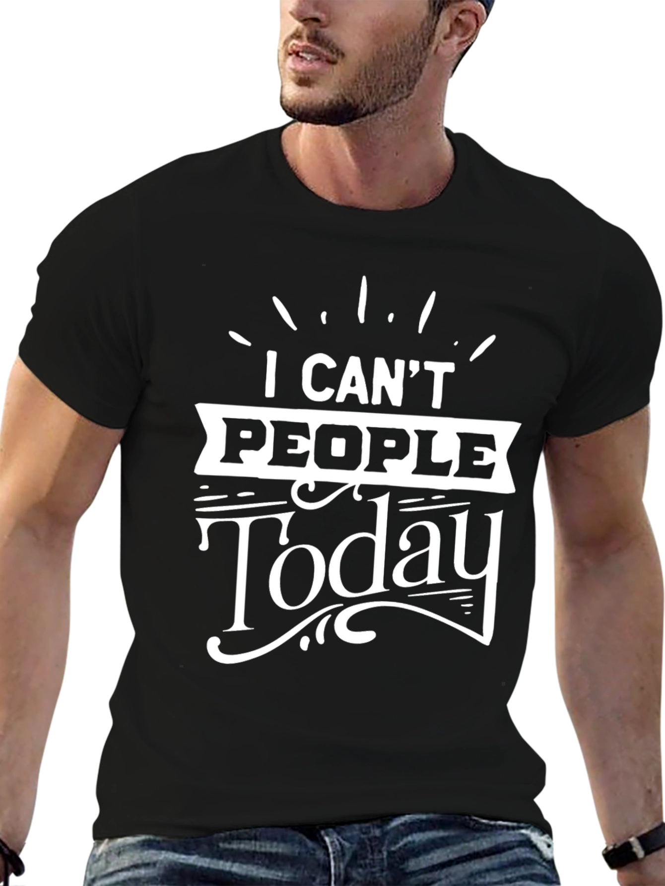 Camiseta Negra con Diseño I Cant People Today