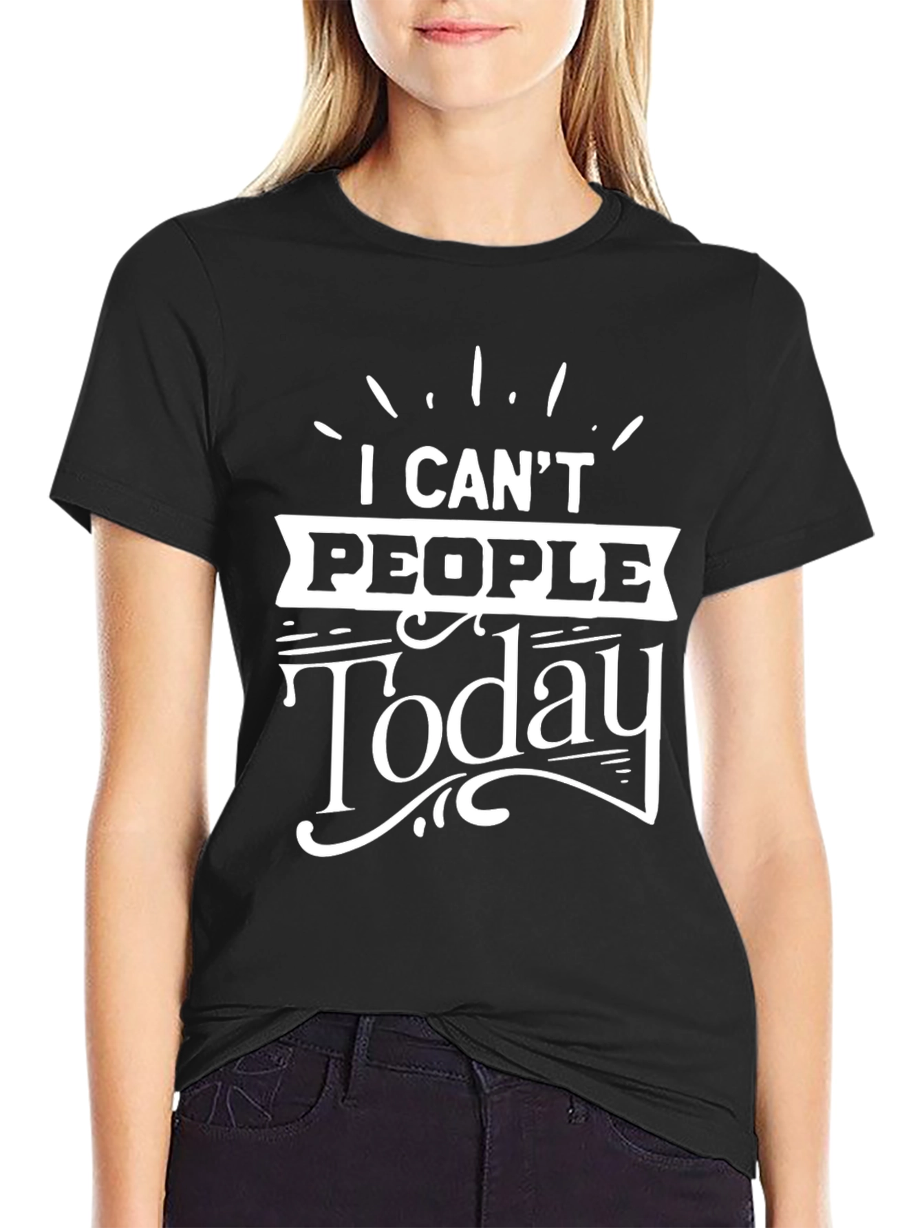 Camiseta Negra con Diseño I Cant People Today
