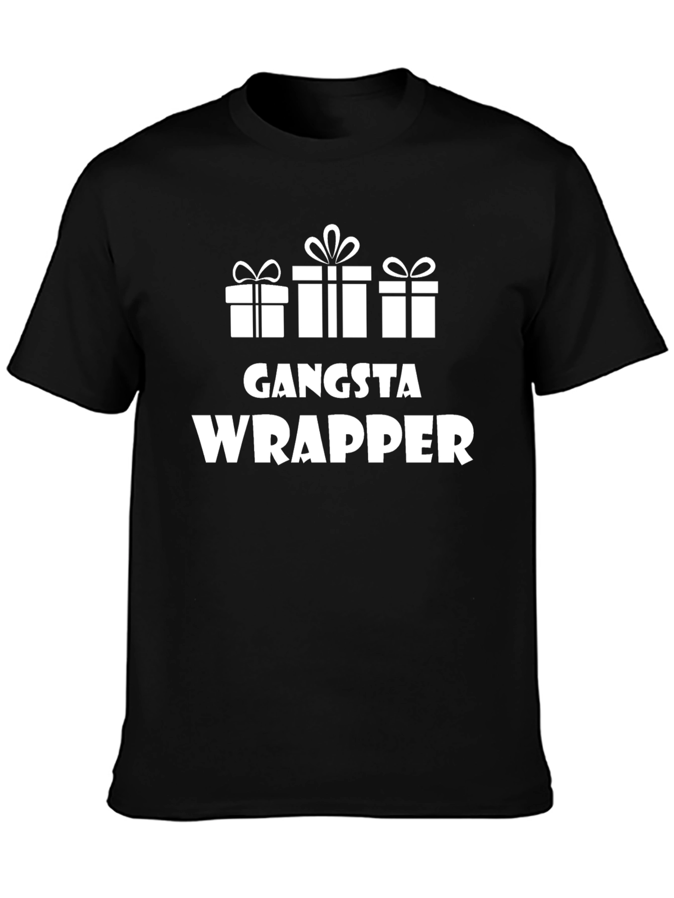 Camiseta Negra Gangsta Wrapper con Diseño Navideño
