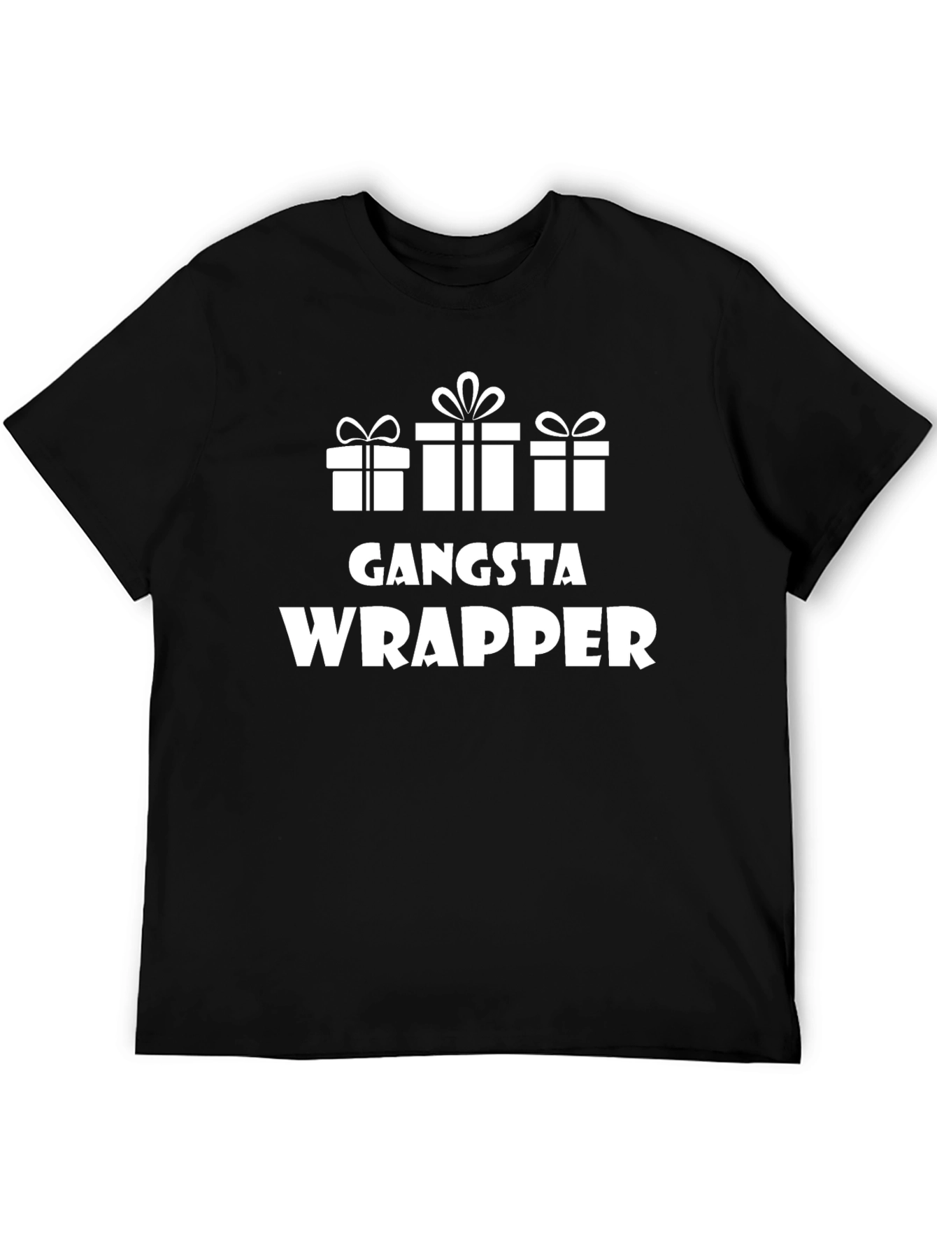 Camiseta Negra Gangsta Wrapper con Diseño Navideño