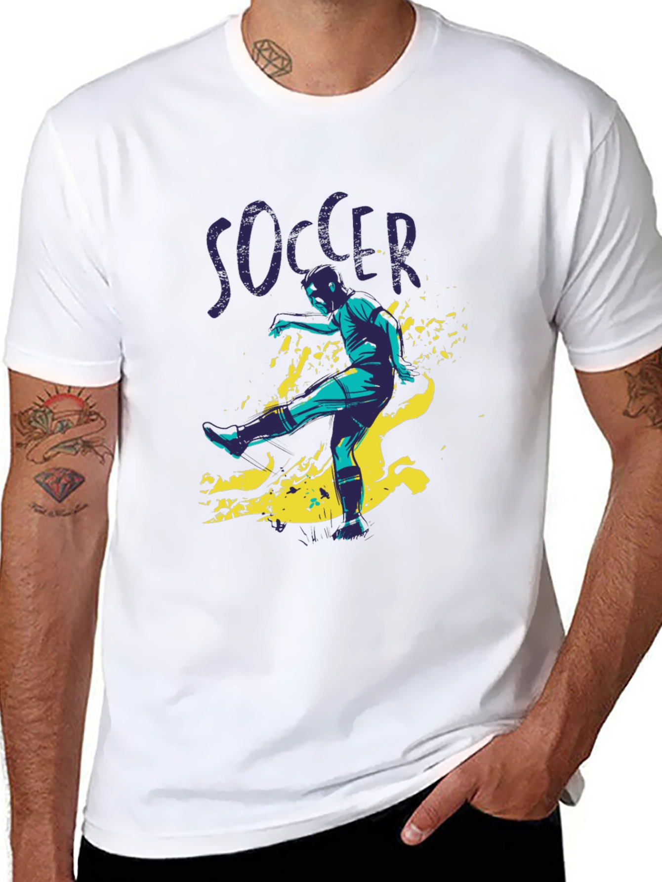 Camiseta Negra Hombre Diseño Futbol Soccer
