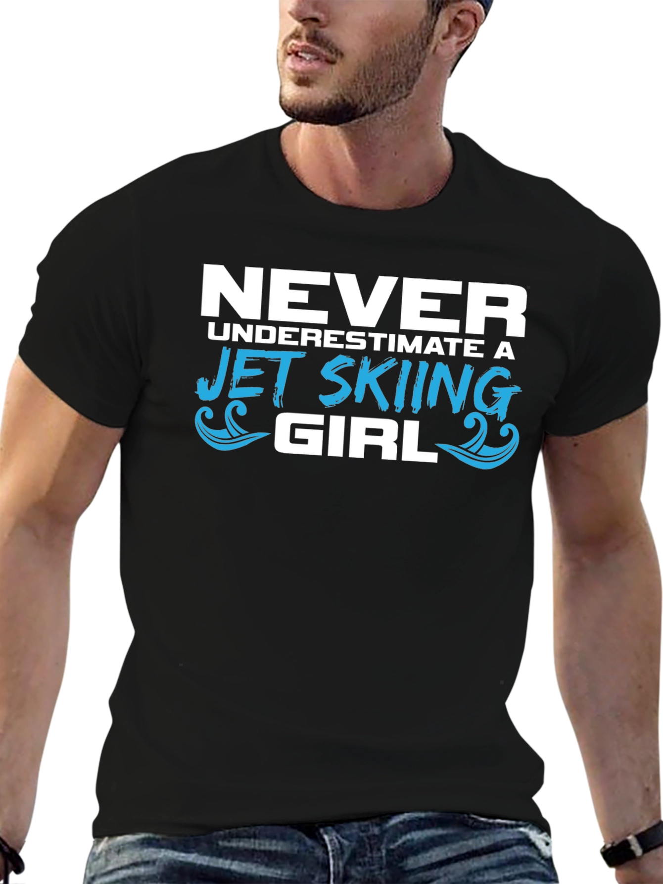 Camiseta Negra Jet Skiing Girl para Mujer