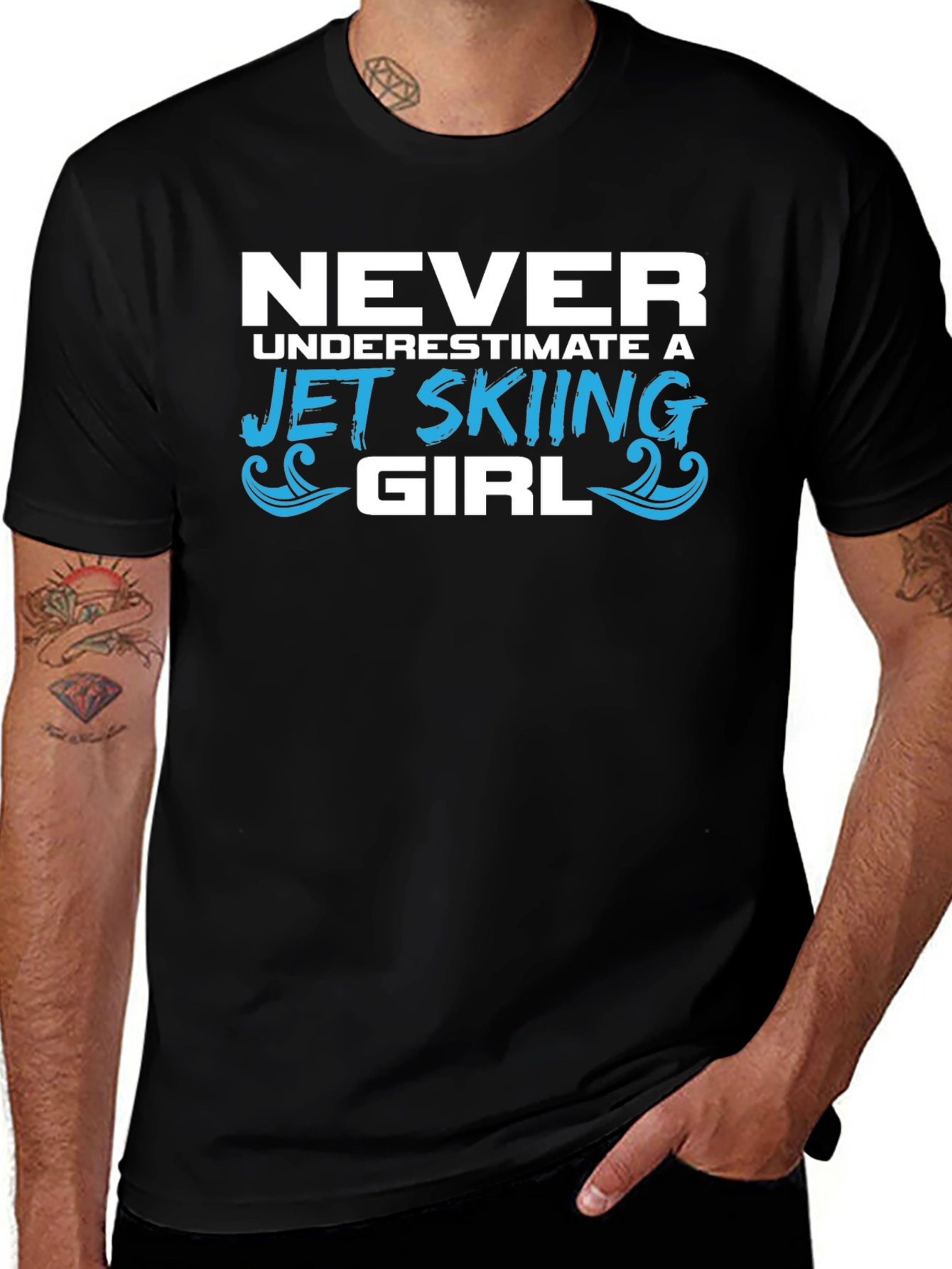 Camiseta Negra Jet Skiing Girl para Mujer
