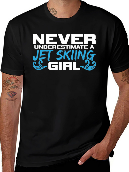 Camiseta Negra Jet Skiing Girl para Mujer