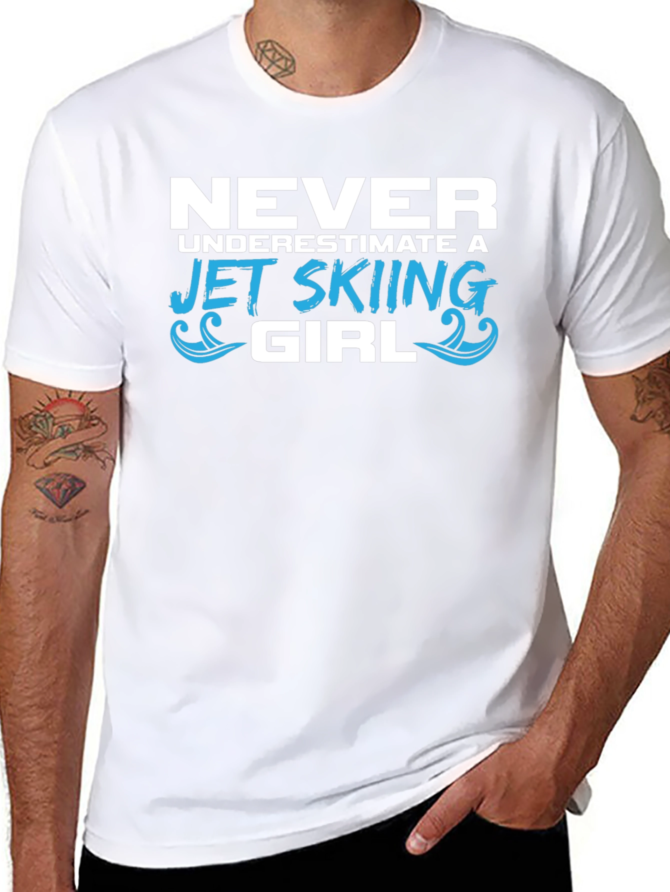 Camiseta Negra Jet Skiing Girl para Mujer