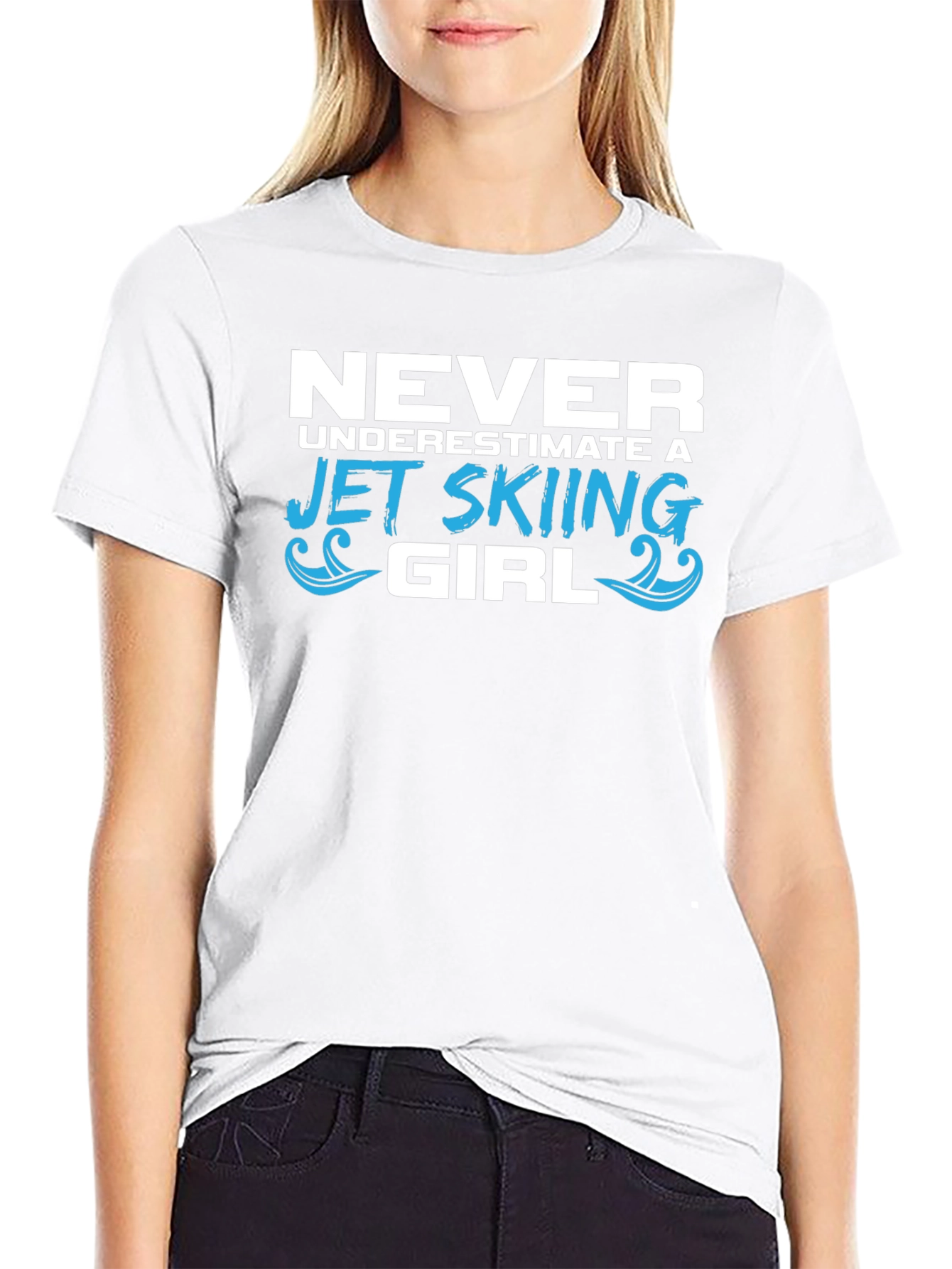 Camiseta Negra Jet Skiing Girl para Mujer