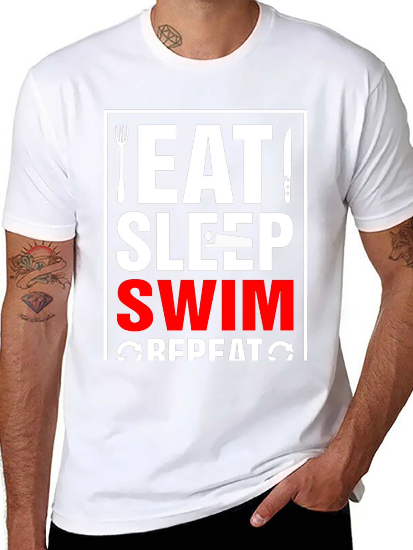 Camiseta Negra Eat Sleep Swim Repeat