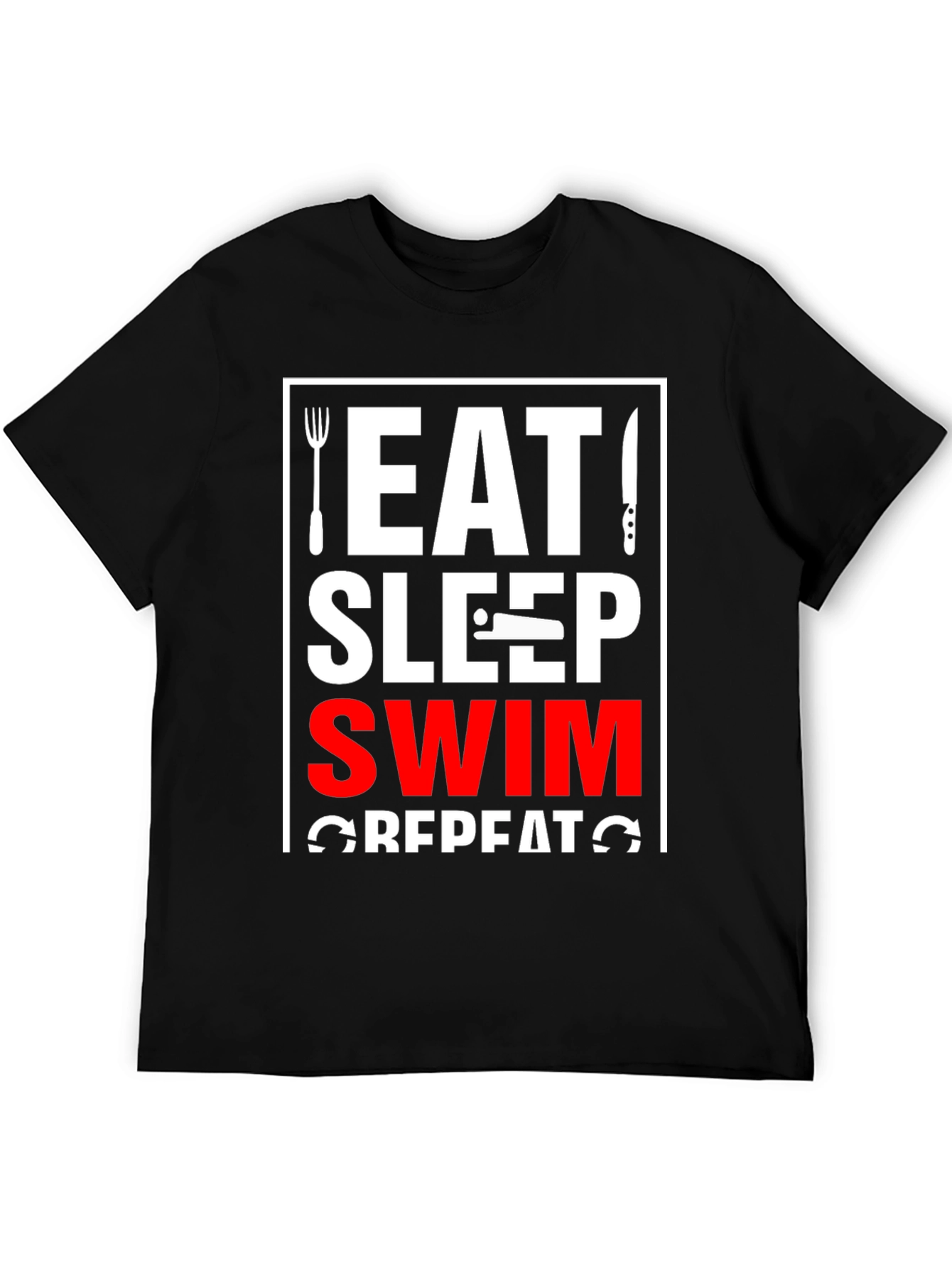 Camiseta Negra Eat Sleep Swim Repeat