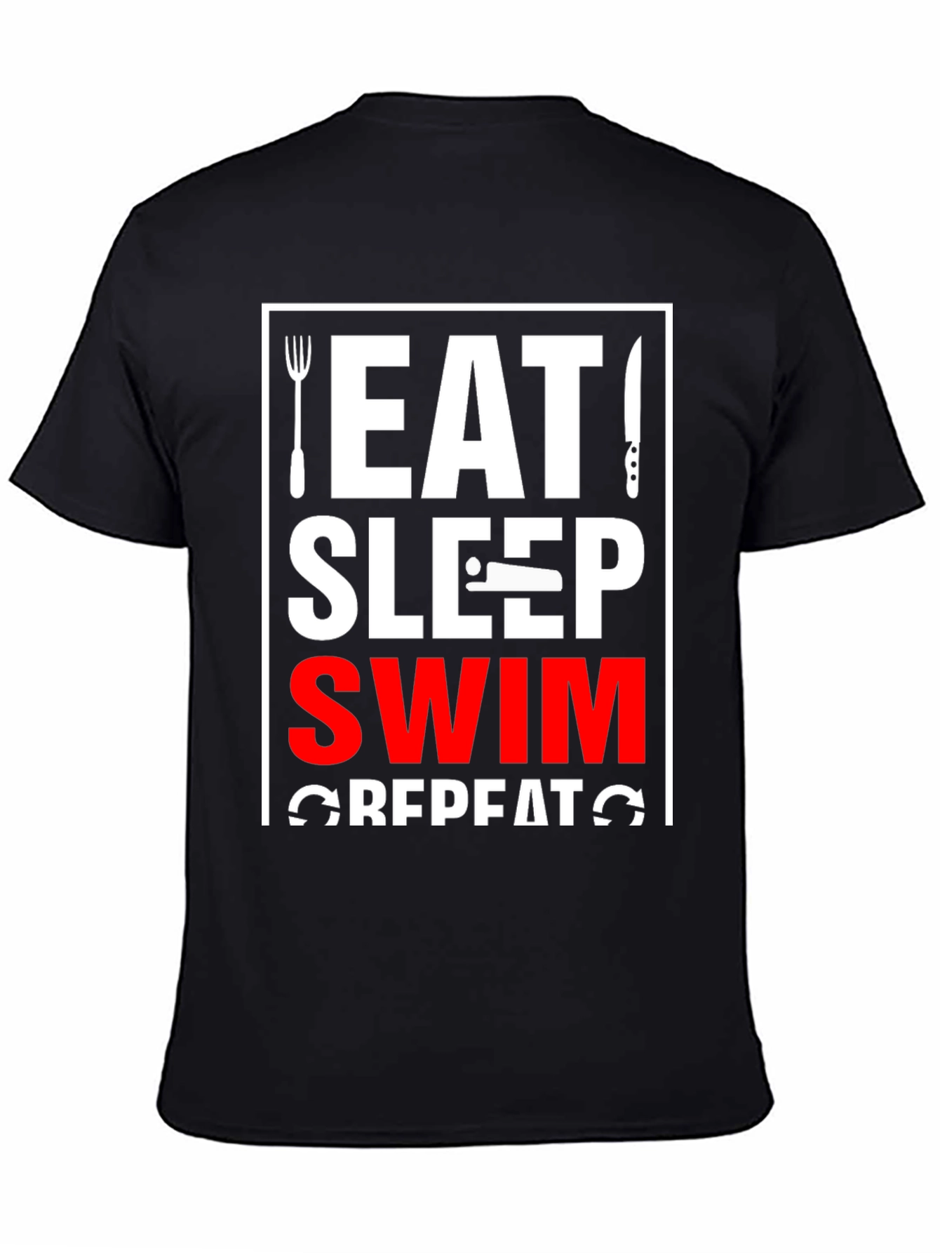 Camiseta Negra Eat Sleep Swim Repeat