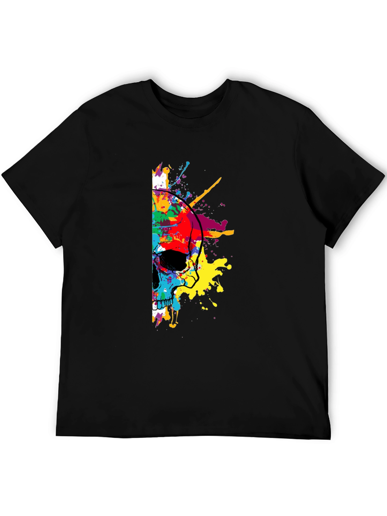 Camiseta Negra Calavera Abstracta
