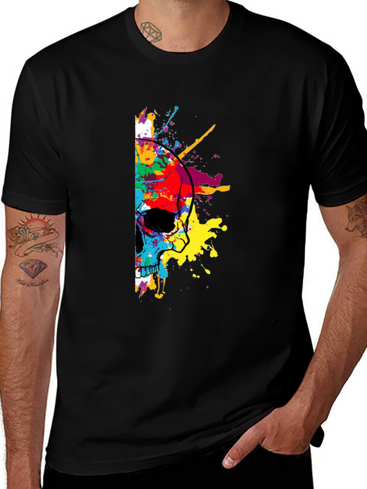 Camiseta Negra Calavera Abstracta