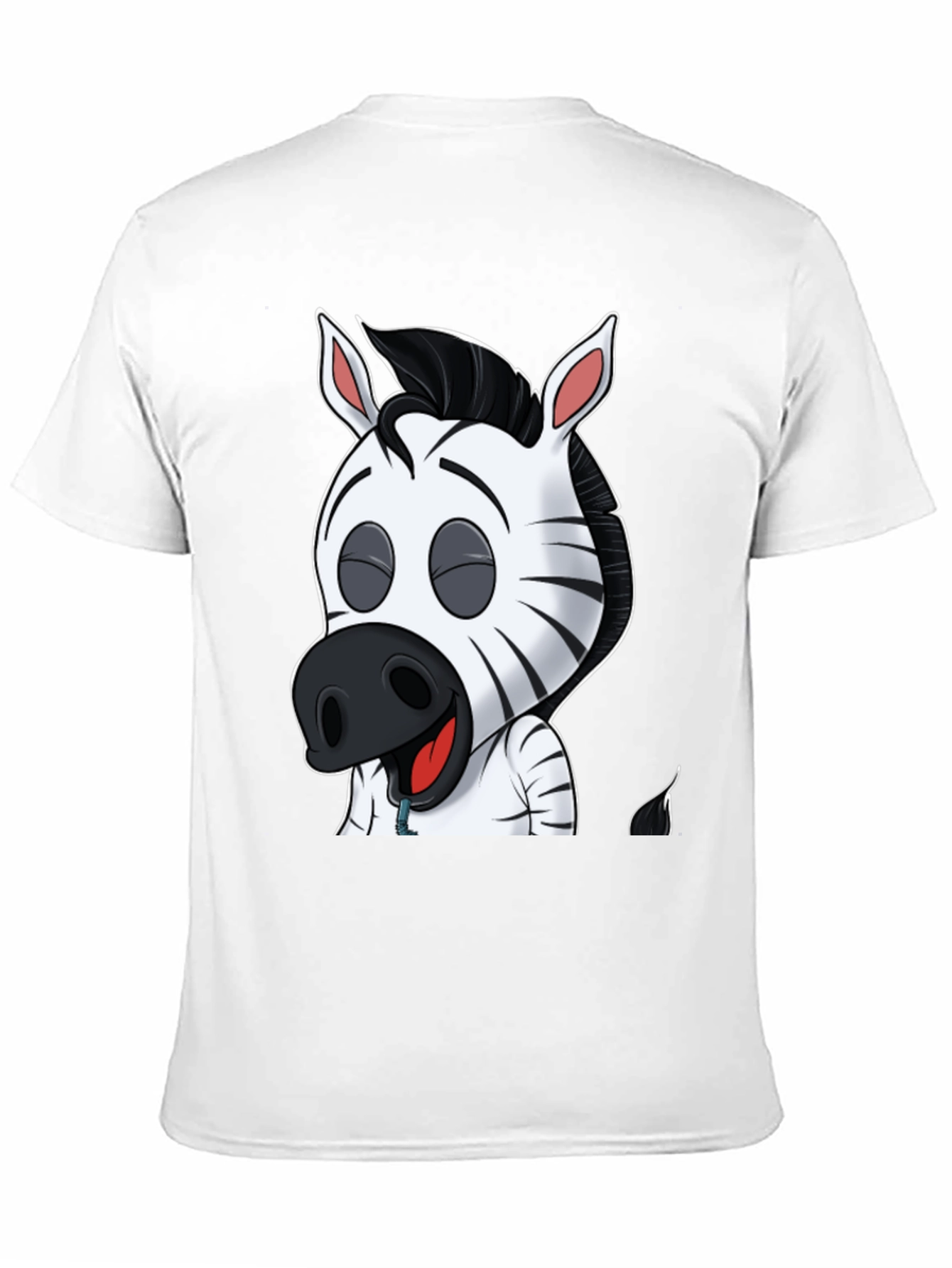 Camiseta Negra con Diseño de Cebra Animada para Hombre