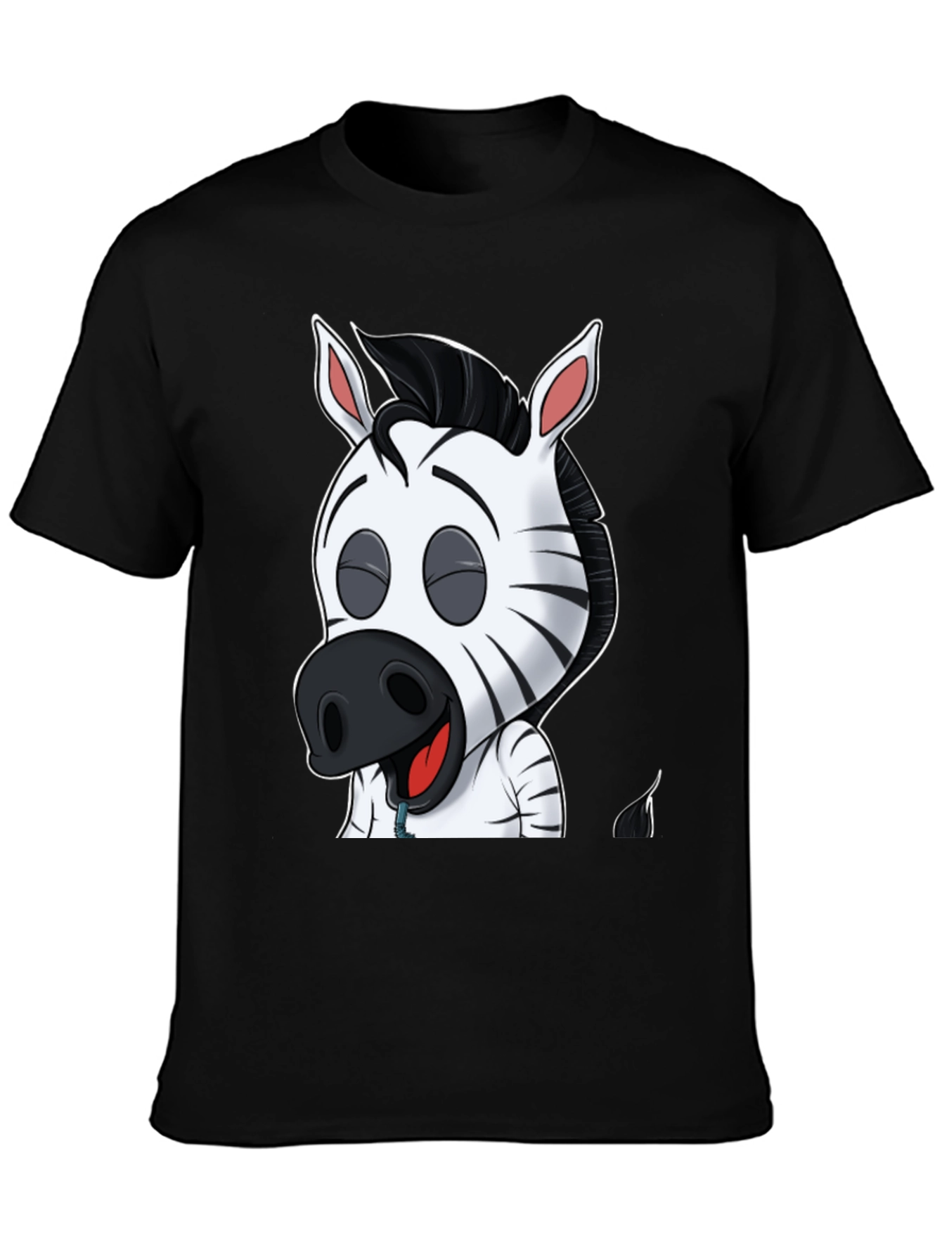 Camiseta Negra con Diseño de Cebra Animada para Hombre