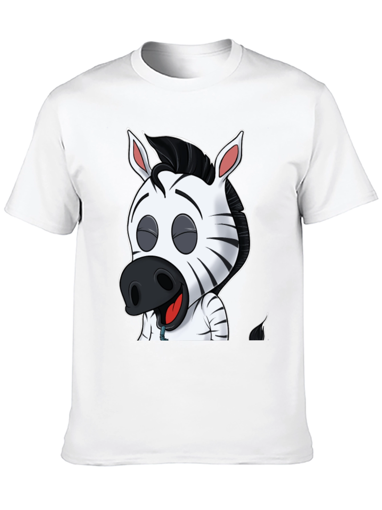 Camiseta Negra con Diseño de Cebra Animada para Hombre