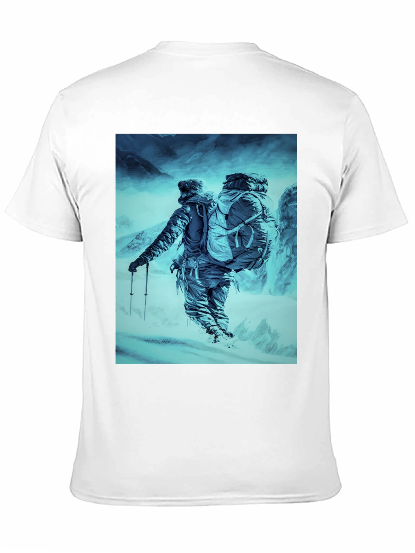 Camiseta Negra con Diseño de Aventurero en la Montaña