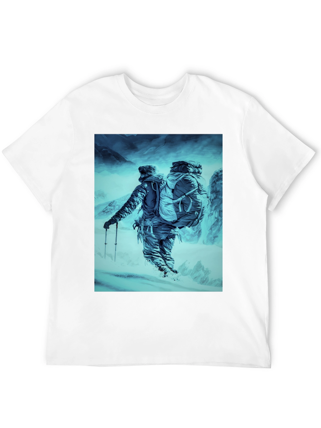 Camiseta Negra con Diseño de Aventurero en la Montaña