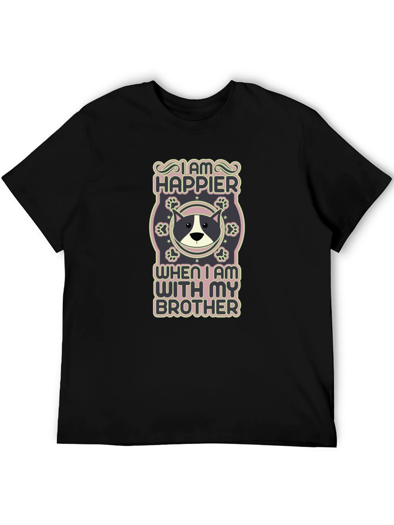 Camiseta Negra: Soy Más Feliz Con Mi Hermano Canino