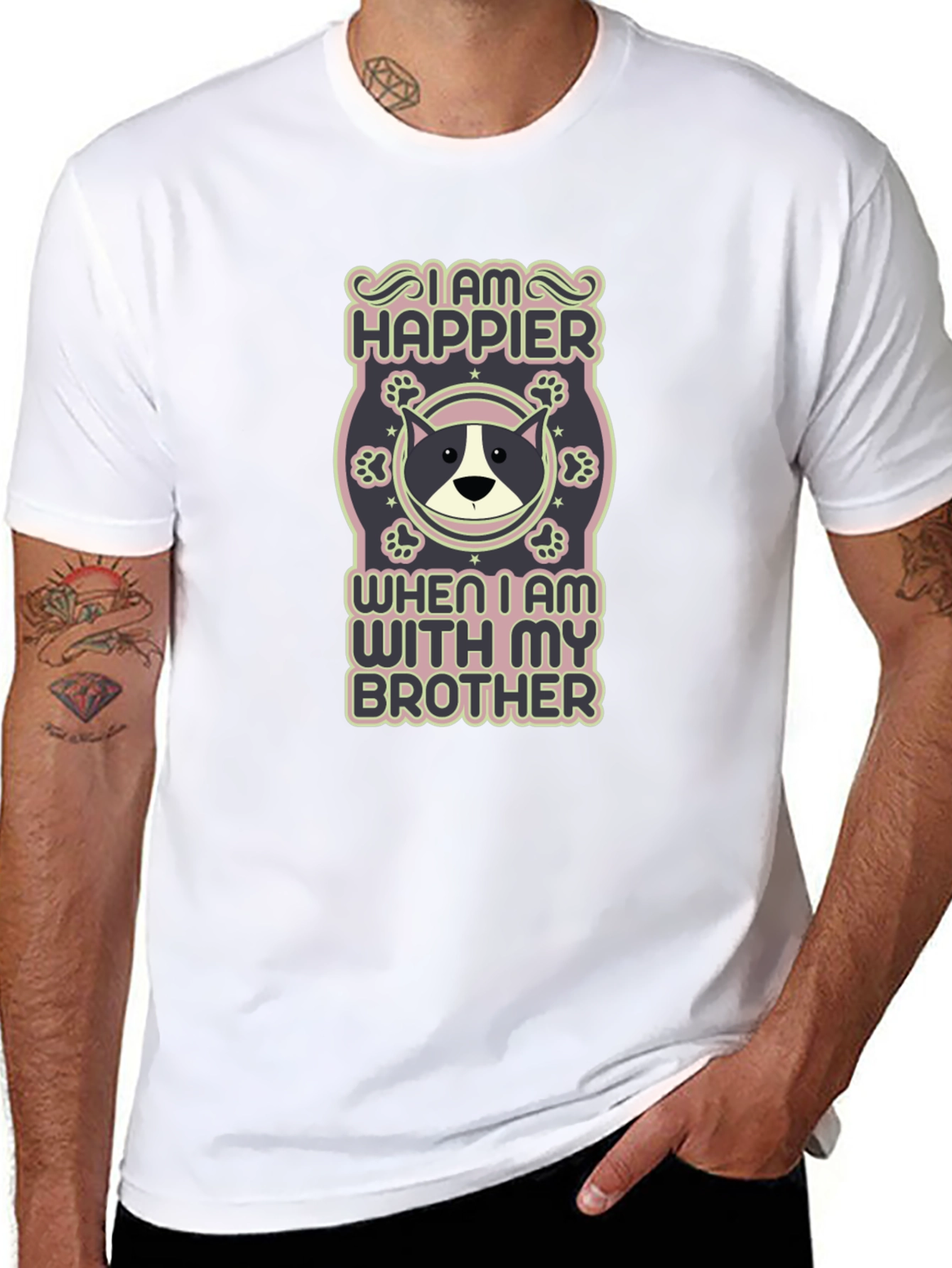 Camiseta Negra: Soy Más Feliz Con Mi Hermano Canino