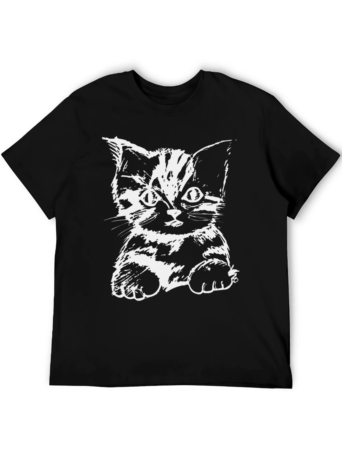 Camiseta Negra con Diseño de Gato